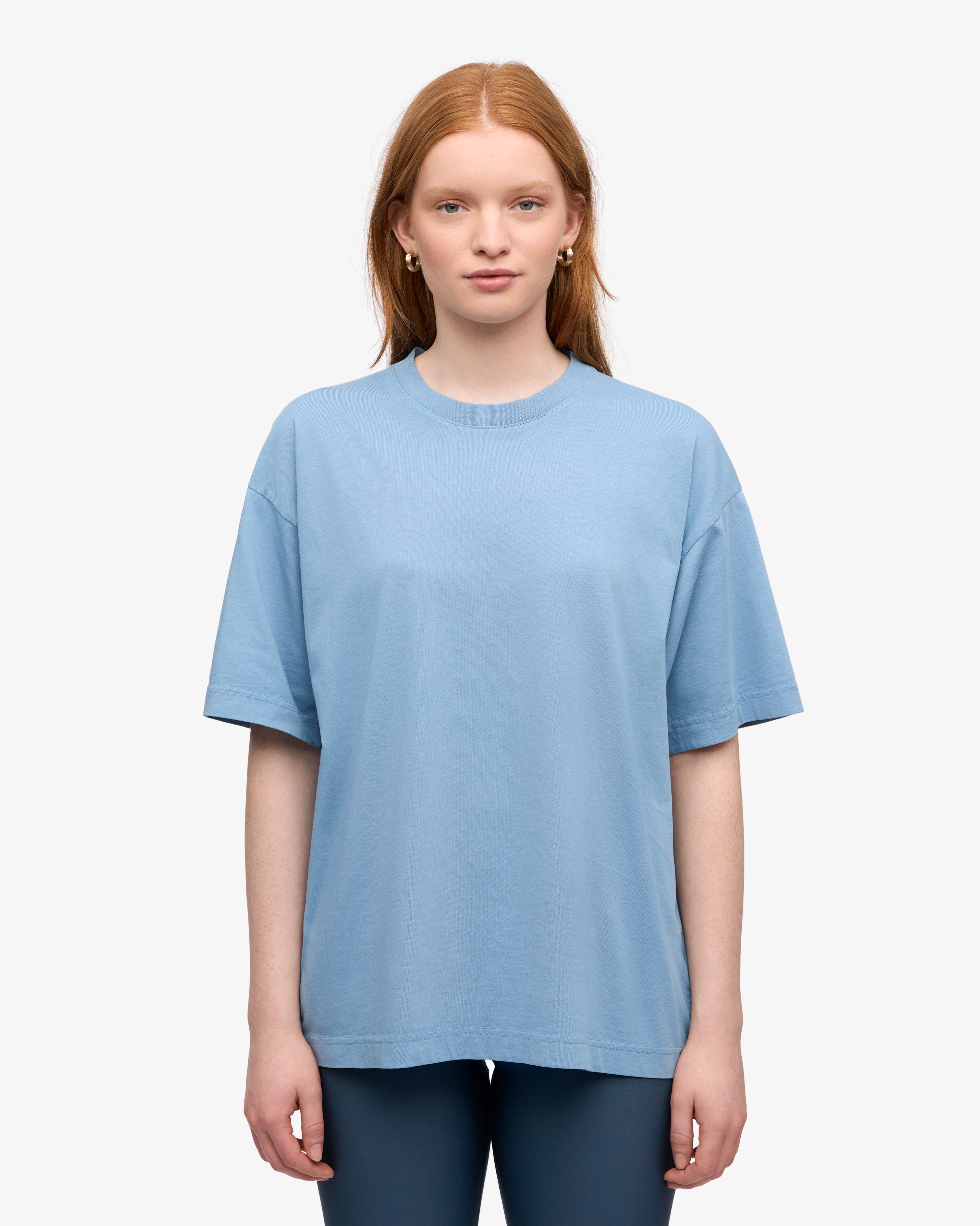 Oversized Organic Cotton T-Shirt for Women - Soft & Comfortable Seaside Blue Tee - Perfect for Casual Wear, Beach Outings, and Relaxing at Home