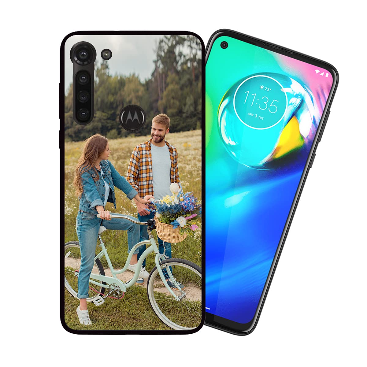 Styletify Custom Phone Case for Moto G8 Power - Personalized Picture Shockproof Silicone Cover, Soft Candy Design Protective Case (Black) - Perfect Christmas Birthday Gift for Family & Friends