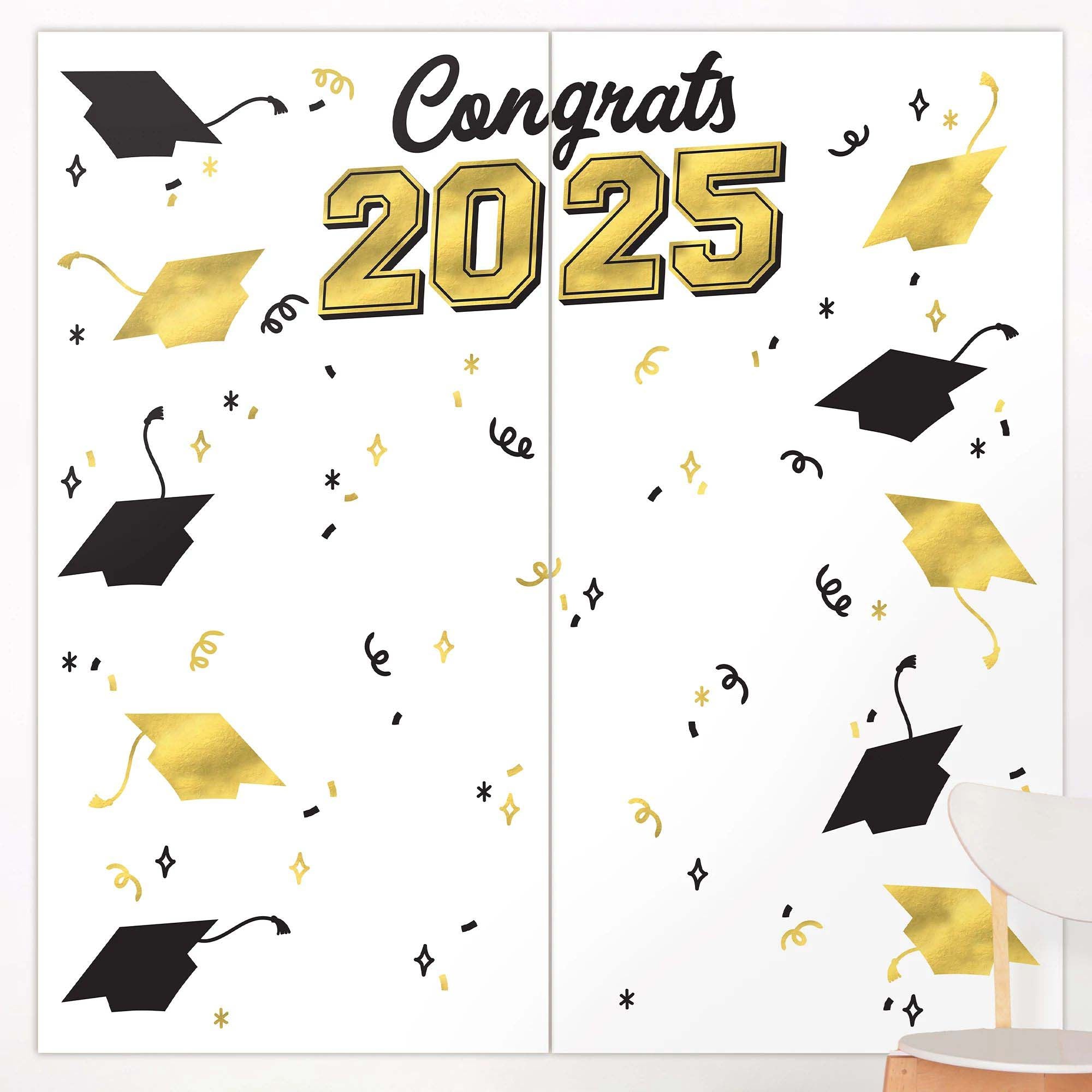 2025 Graduation Backdrop Decor - 65x65 Inch Large Photo Booth Banner for Graduation Party, School Ceremony & Celebration (1 Count)
