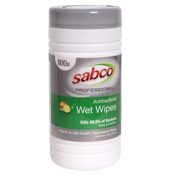 Sabco Professional Antibacterial Wet Wipes - 100 Count | Kills 99.9% Germs | For Home, Office & Travel Use