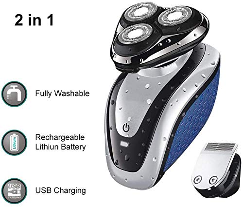 Best Electric Shavers for Men - 2-in-1 Dry/Wet Waterproof Rotary Shaver with USB Rechargeable - Perfect Gift for Dad & Husband - Ideal for Travel, Gym & Daily Grooming Routine