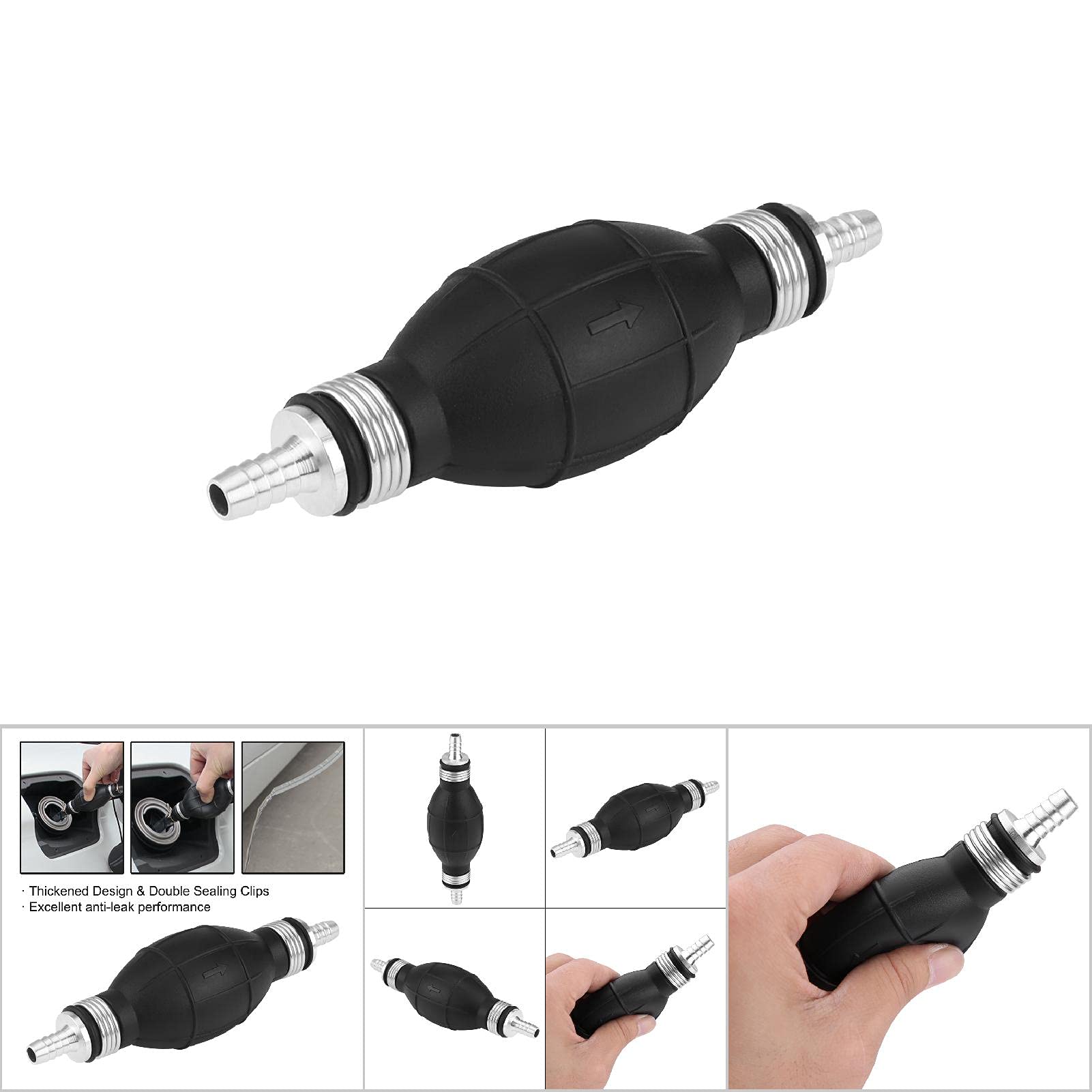 Rubber Fuel Transfer Hand Primer Pump - 12mm Vacuum Fueling Line Accessory for Diesel, Gas, and Oil - Ideal for Tractors, Trucks, and Marine Engines