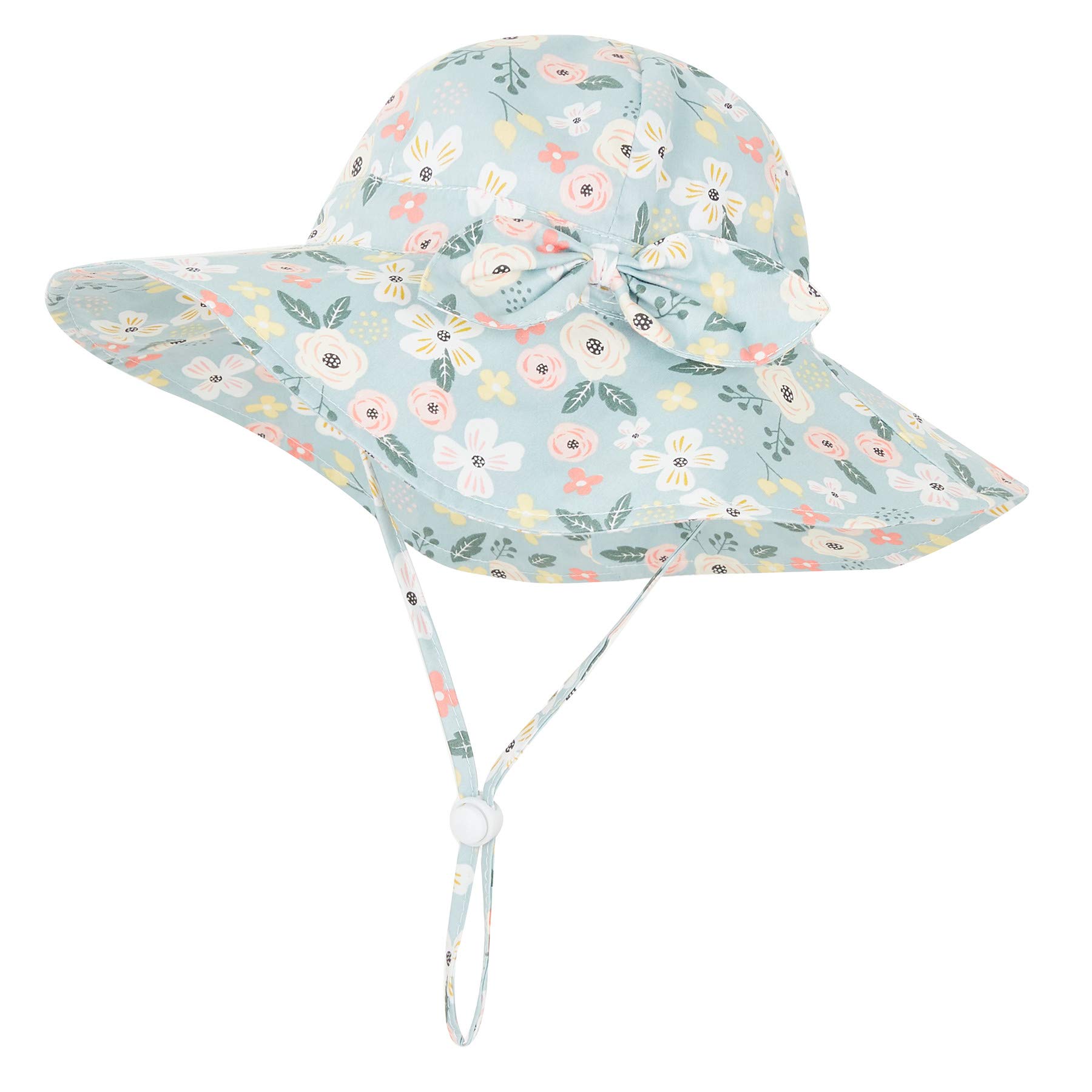 UPF 50+ Baby Girls Sun Hat - Wide Brim Bucket Hat for Toddlers & Infants - UV Protection Beach Hat for Summer Outdoor Play, Park, and Pool Activities