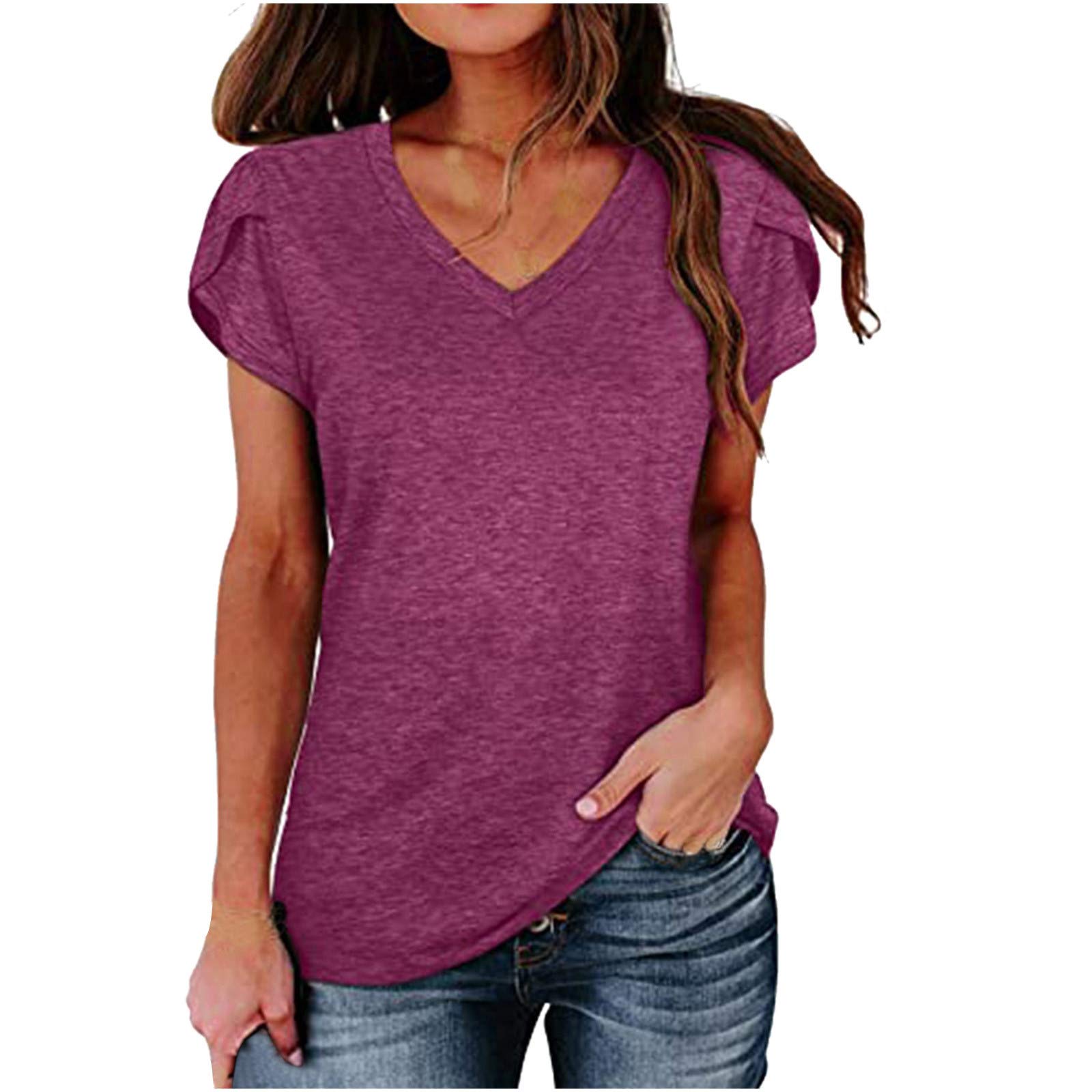 Women's Short Sleeve Crew Neck Color Block T-Shirts - Casual Loose Blouse Tops for Summer, Work, and Everyday Wear