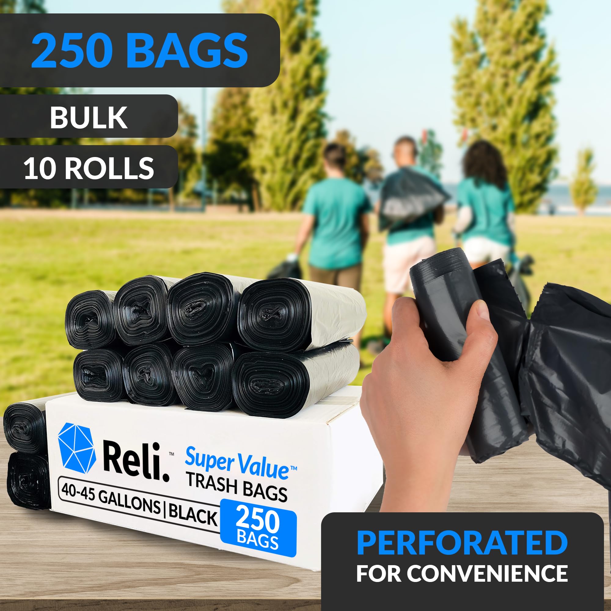 350 Count Thank You T-Shirt Bags & 250 Pack 40-45 Gallon Trash Bags - Perfect for Retail Stores, Restaurants, and Home Use