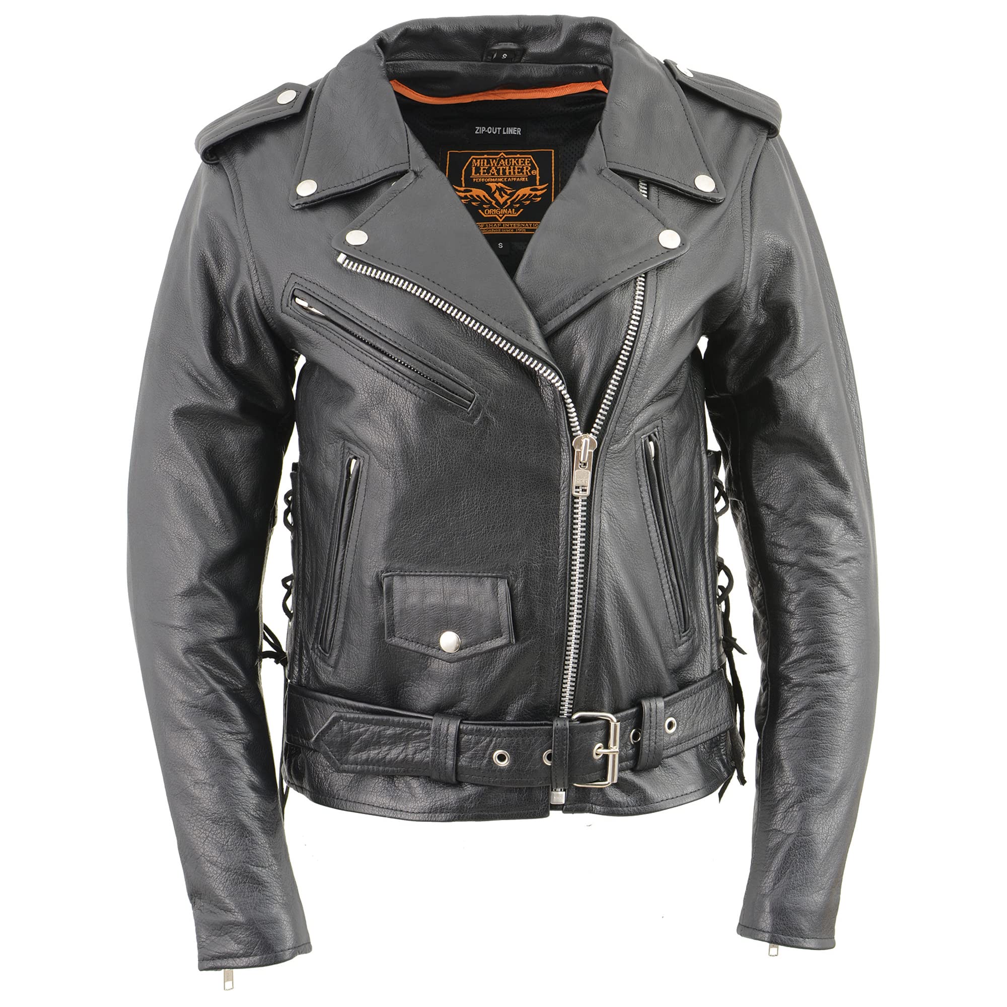 Milwaukee Leather LKL2700 Women's Classic Side Lace Motorcycle Jacket with Removable Liner - Perfect for Riding, Biker Events & Outdoor Adventures