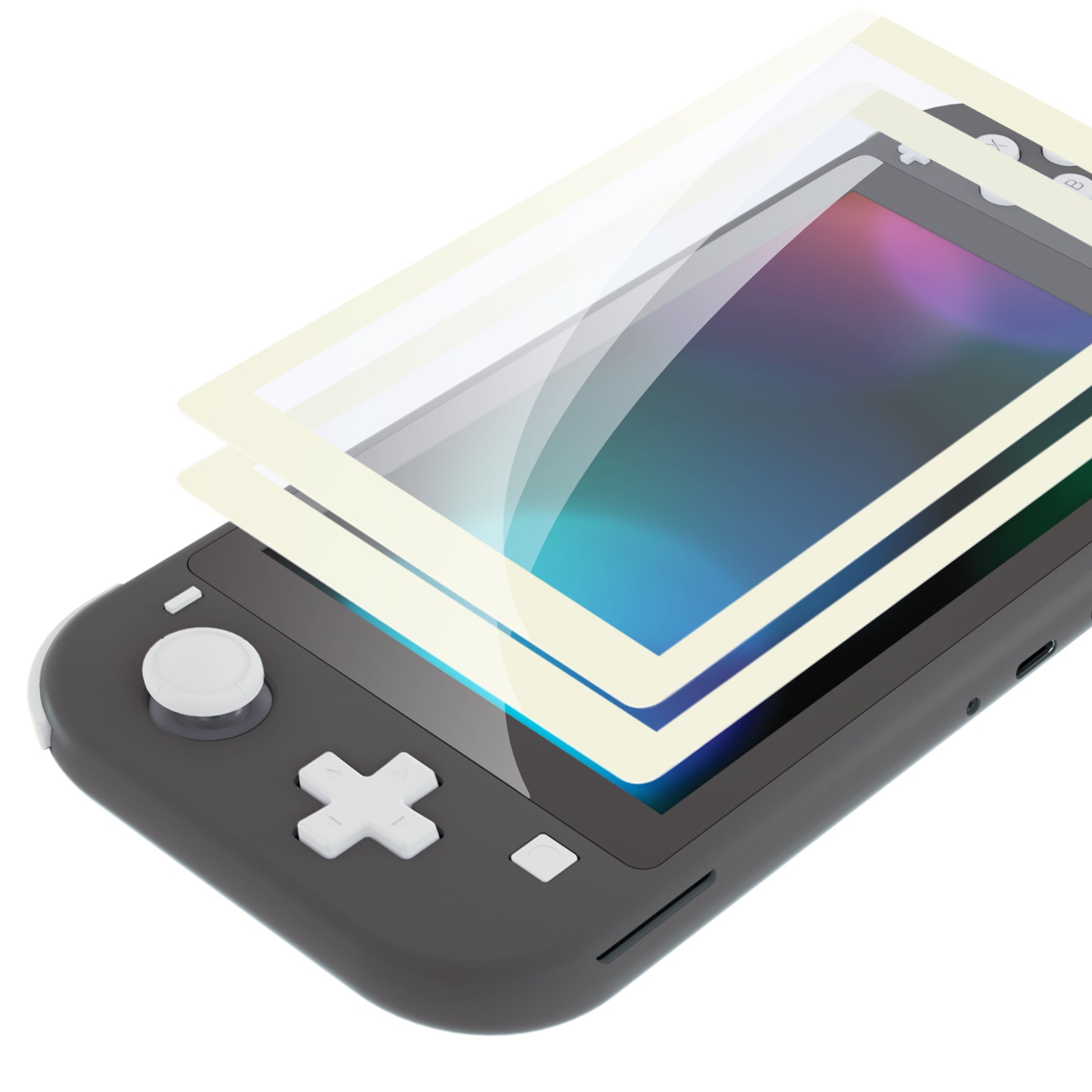 eXtremeRate 2 Pack Anti-Scratch Clear HD Tempered Glass Screen Protector for Nintendo Switch Lite - Antique Yellow Border | Premium Protection for Gaming & Travel Use