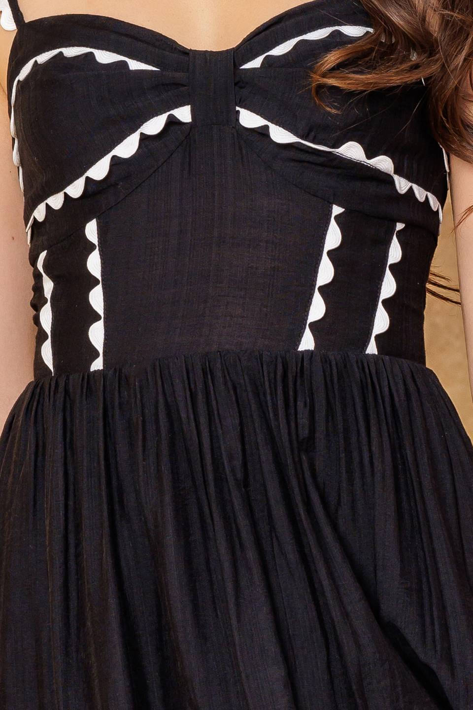 Stylish Black Woven Midi Dress for Women - Elegant A-Line Flowy Summer Dress for Casual Outings, Date Nights & Office Wear