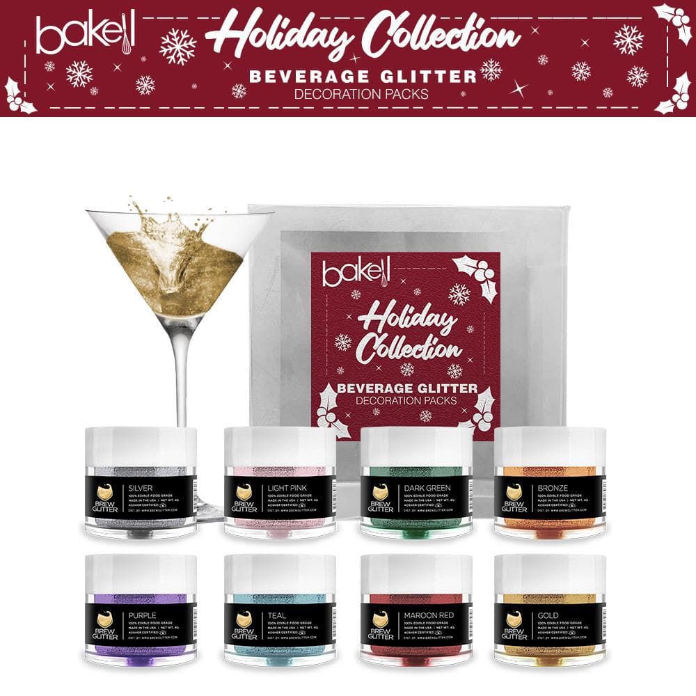 Christmas Glitter Brew Combo Pack A - 8 Piece Set for Holiday Crafts, DIY Ornaments & Festive Drink Decorations