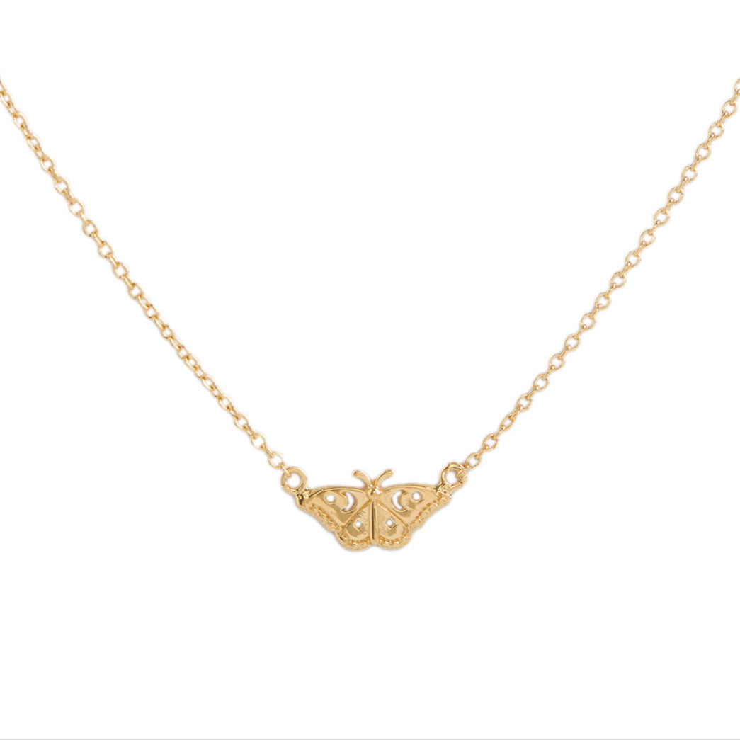 Celestial Moth Gold Necklace for Women - Elegant 14K Gold Butterfly Pendant Necklace - Perfect for Gifts, Parties & Everyday Wear