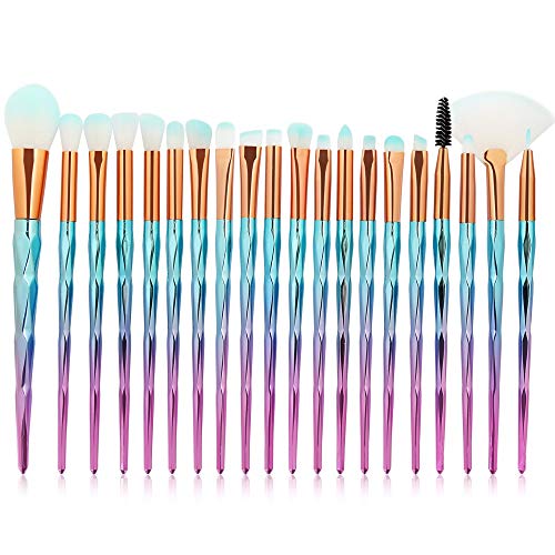 20Pcs Premium Diamond Makeup Brush Set - Soft Bristles for Foundation, Blush, Eyeshadow & Lip Application | Professional Cosmetic Brush Kit for Flawless Makeup (Pink & Blue) | Perfect for Daily Use, Travel & Professional Makeup Artists