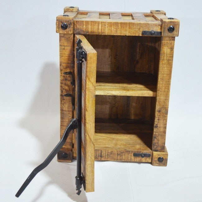 Stylish Earth Wood Container Design Solid Wood Nightstand - Perfect for Bedroom, Living Room, or Office Decor
