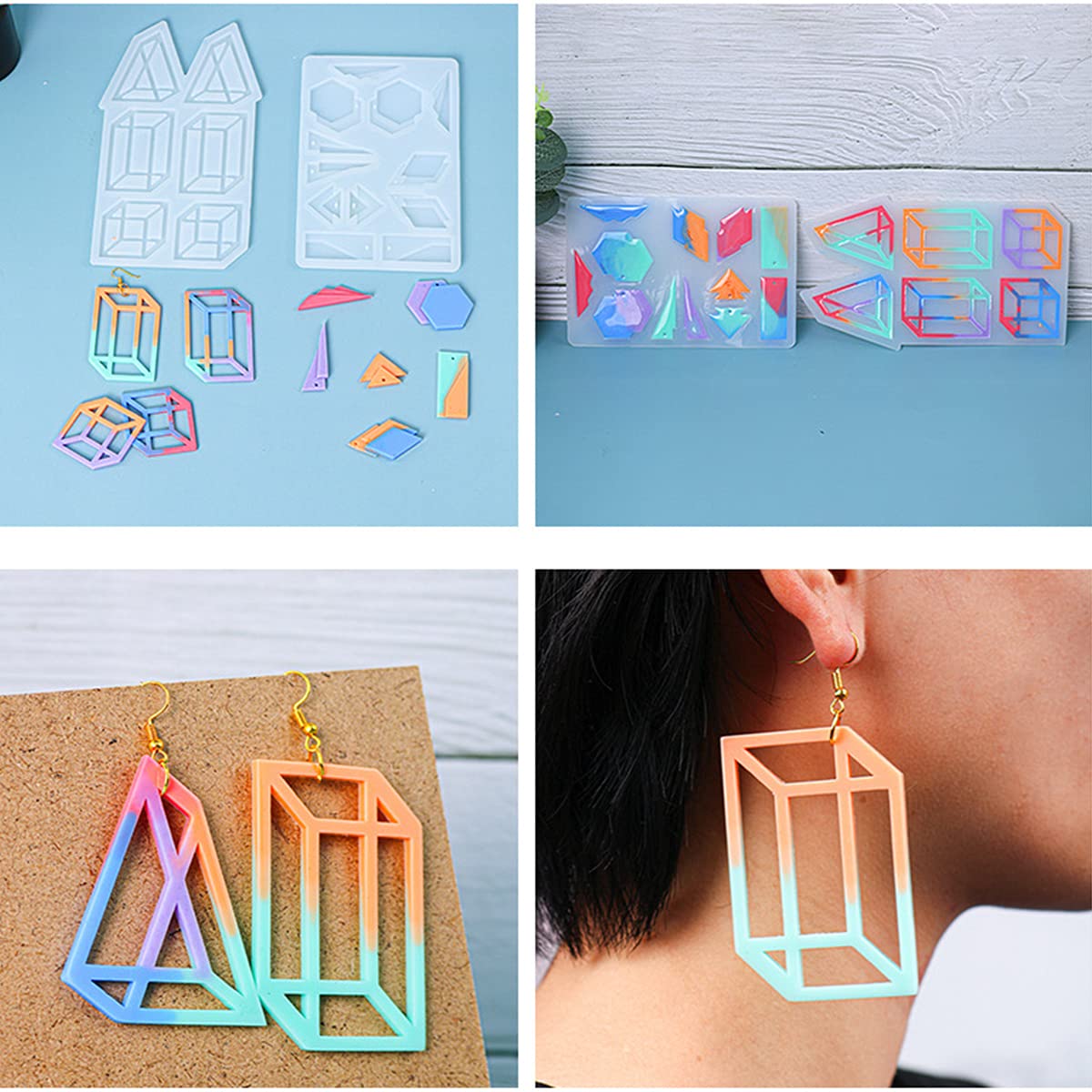 3 Pack Geometric Resin Earring Molds for DIY Jewelry Making - Epoxy Casting Molds for Earrings, Pendants & Crafts - Perfect for Handmade Resin Jewelry, Gifts & Home Decor Projects