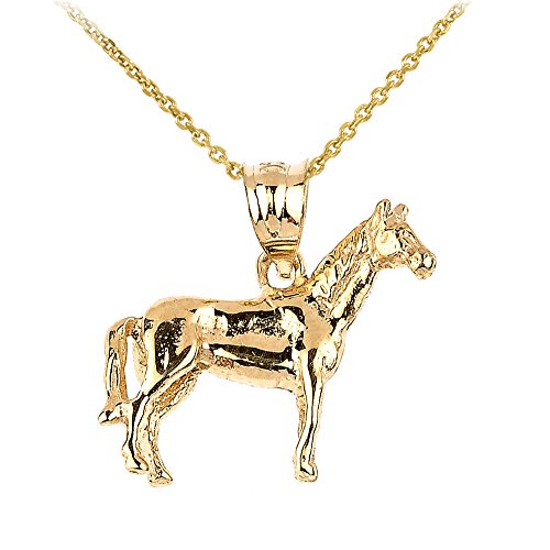 14k Gold Horse Charm Pendant - Elegant Necklace for Gifts & Fashion