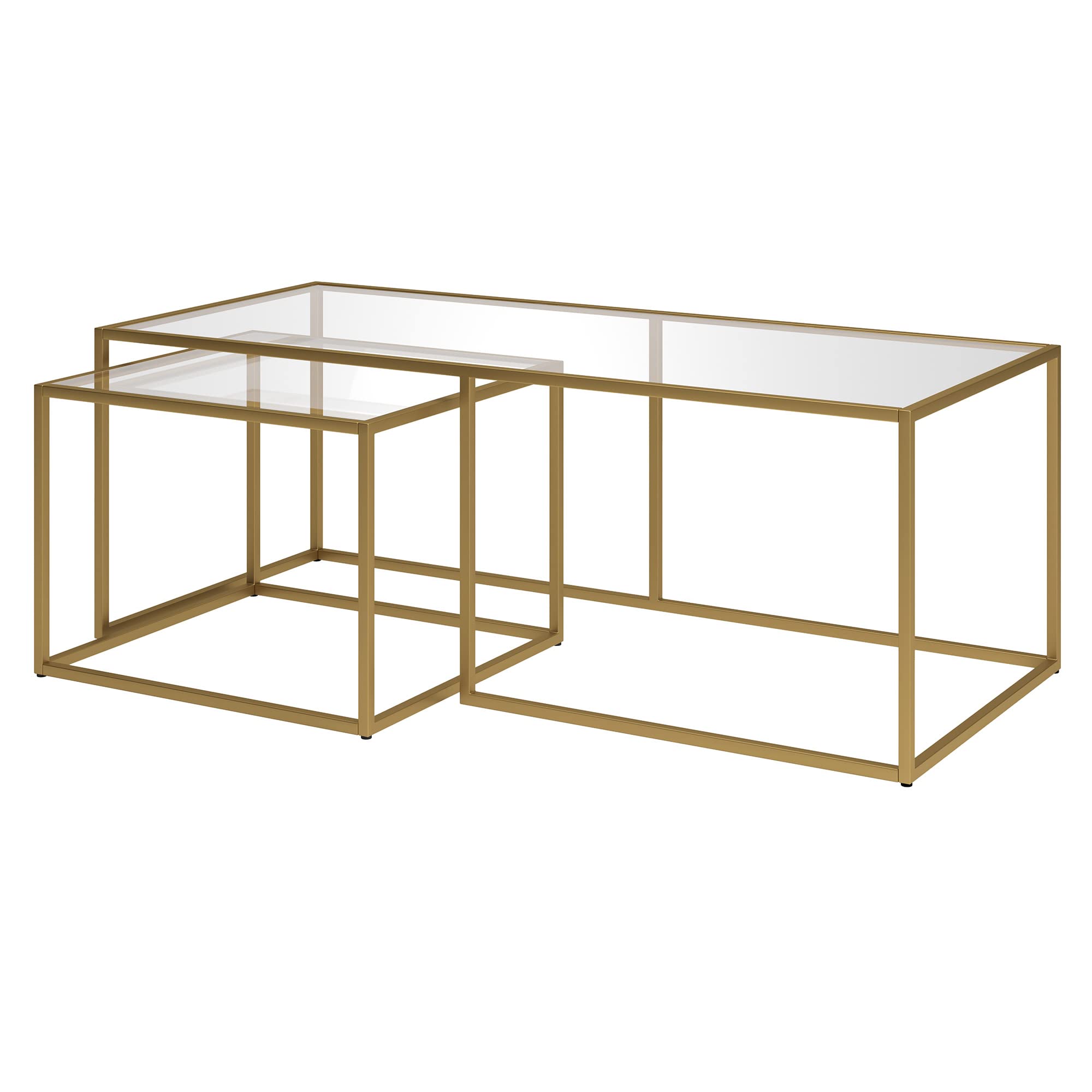 Henn&Hart Kennedy Rectangular Nested Coffee Table in Brass - 50