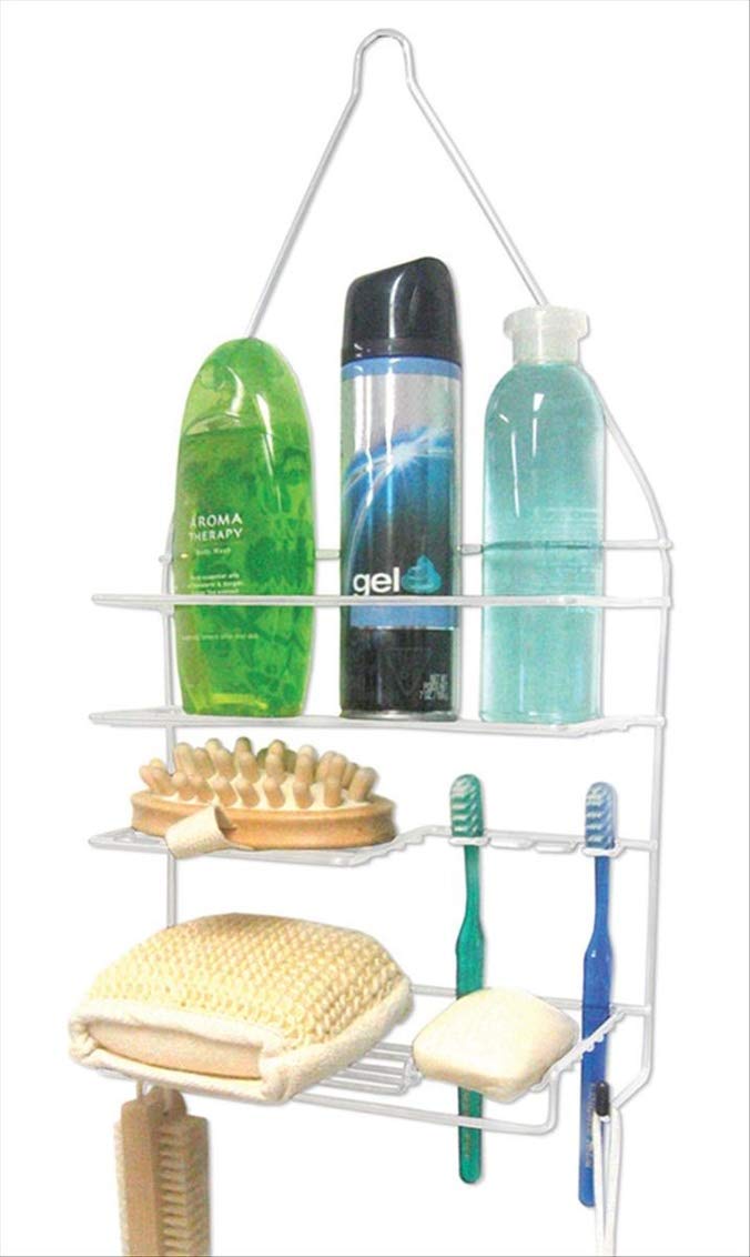 Bath Bliss 3-Tier Shower Caddy Organizer - Rust-Resistant White Bathroom Shelf with Soap Dish, Razor Slots & Hooks for Loofah/Washcloth - Perfect for Small Bathrooms & Dorm Showers