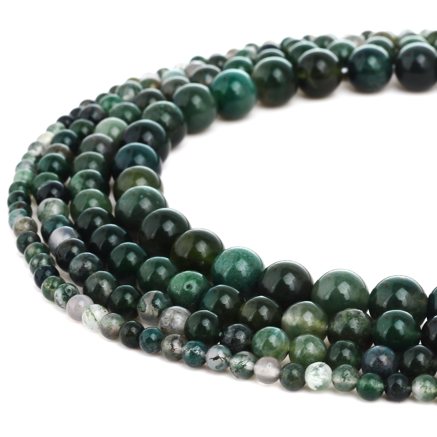Natural Moss Agate Gemstone Round Loose Beads 6mm - Wholesale Bulk for DIY Jewelry Making, Bracelets, Necklaces & Craft Projects (1 Strand)