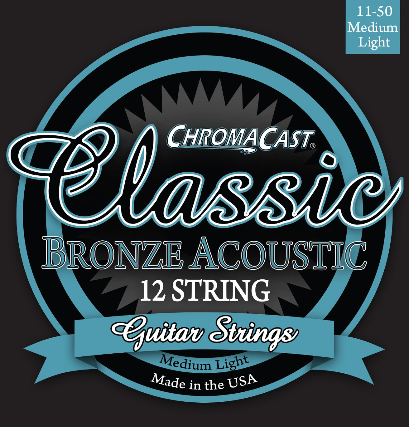 ChromaCast CC-GS-CB-ML-12 80/20 Bronze Coated Acoustic Guitar Strings - Premium Sound Quality for Professional & Beginner Guitarists - Perfect for Live Performances, Studio Recording & Practice Sessions