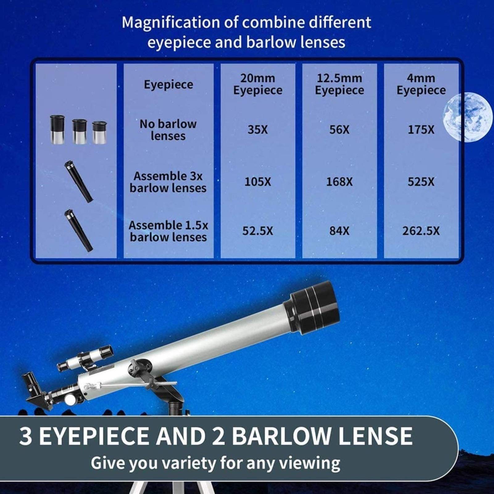 Portable Monocular Telescope for Kids & Adults - 600mm Aperture, Fully Multi-Coated Optics, Astronomy Refractor Telescope for Beginners | Perfect for Stargazing, Bird Watching & Outdoor Exploration