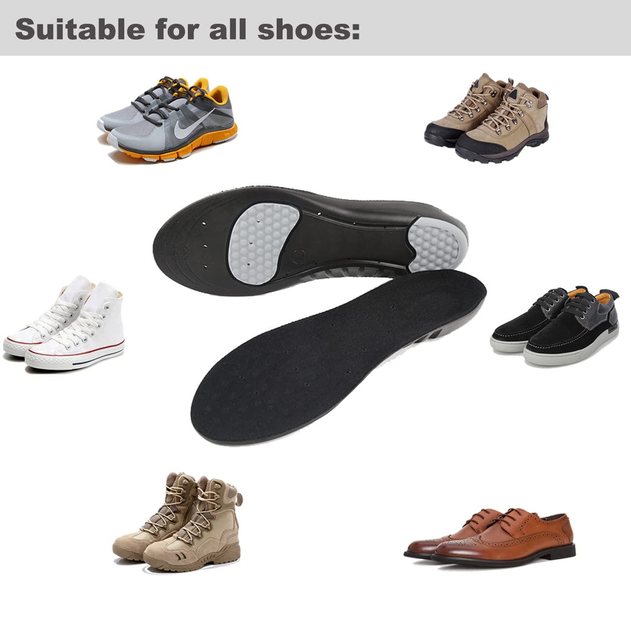 Premium Memory Foam Insoles for Men & Women - Arch Support, Cushioning & Shock Absorption to Relieve Foot Pain - Fits Men's 6-9/Women's 7-11 - Ideal for Running, Walking & Standing All Day