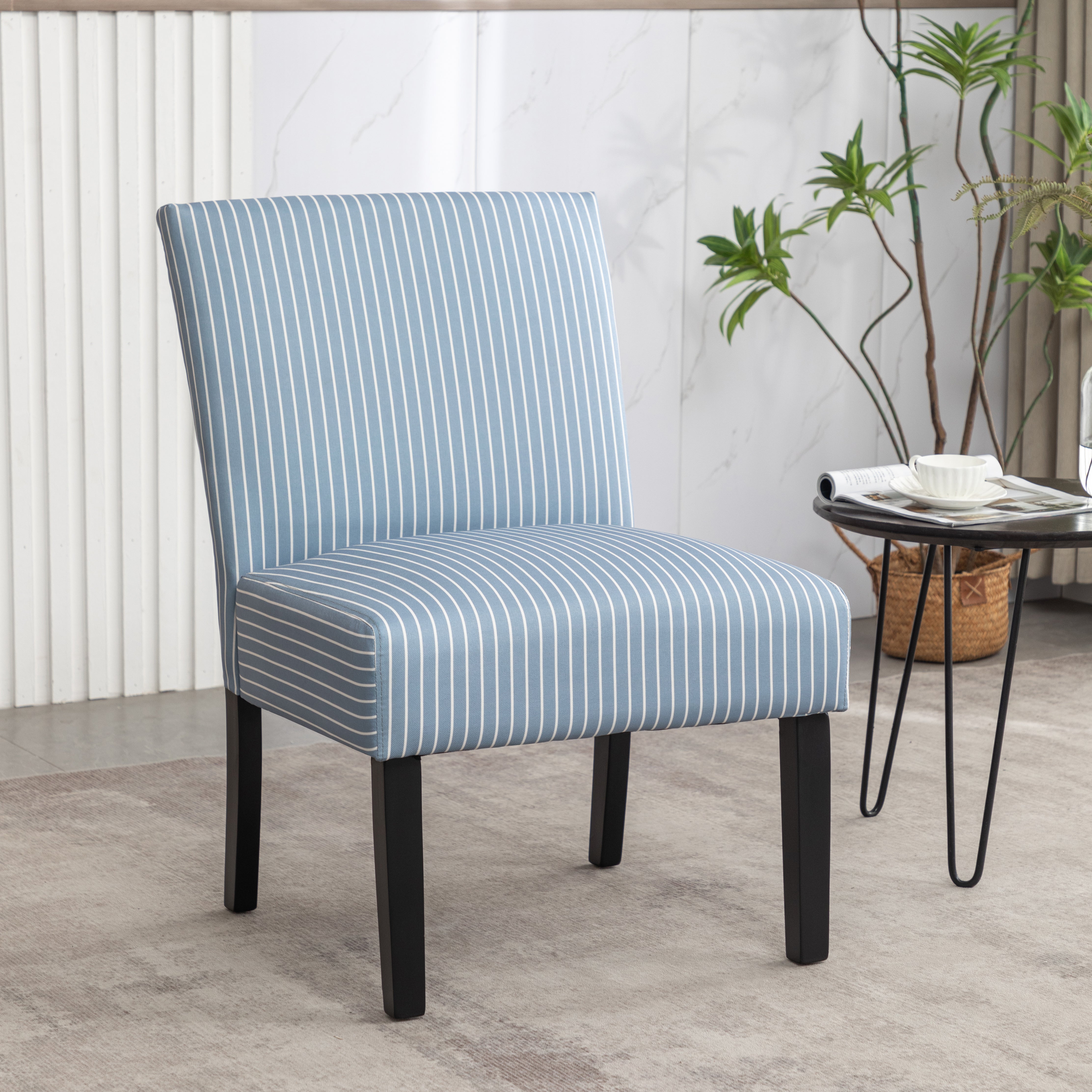Roundhill Furniture Botticelli Fabric Armless Contemporary Accent Chair - Modern Living Room Seating for Home Office, Lounge & Reading Nook