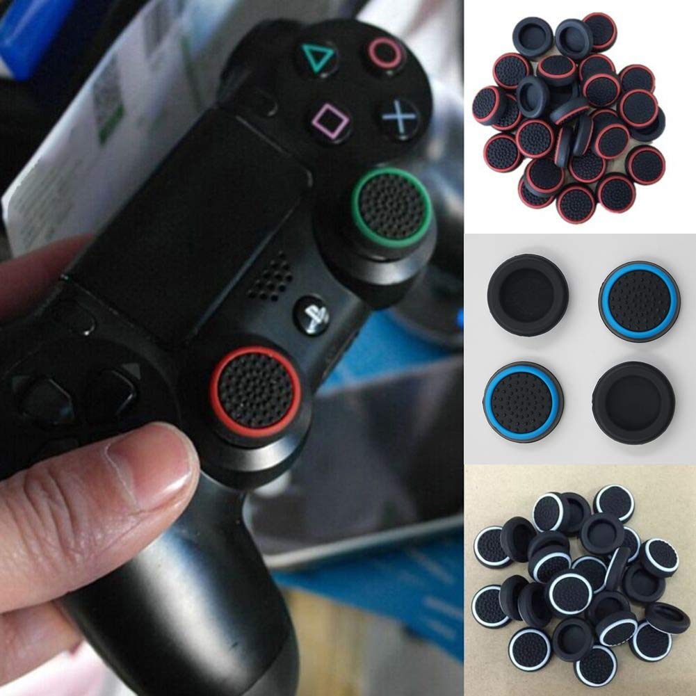 4Pcs Silicone Thumb Grip Stick Caps for PS3 PS4 Xbox One Controllers - Ergonomic Non-Slip Replacement Joystick Covers (Red) - Perfect for Gaming, Long Play Sessions & Enhanced Grip Comfort