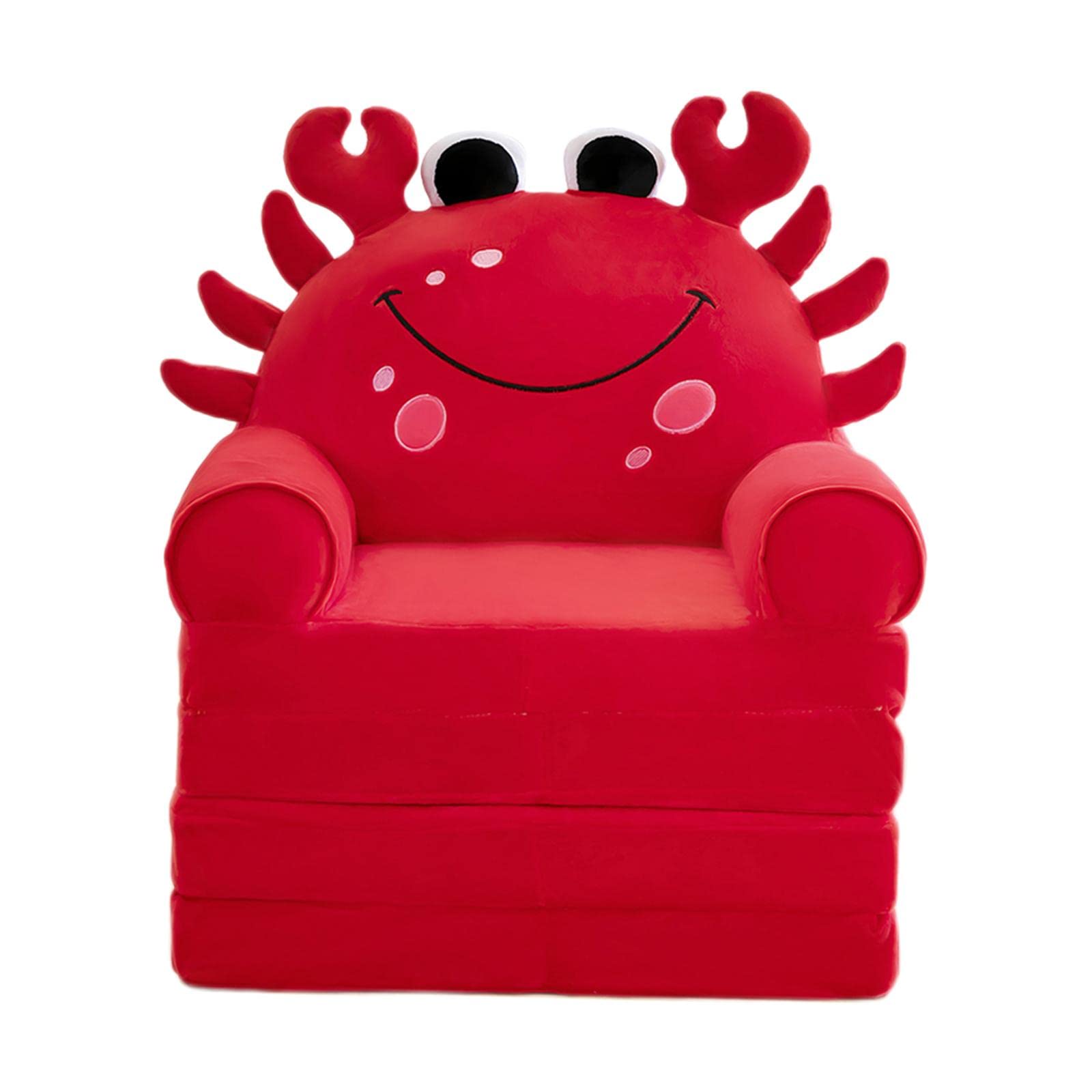 Gazechimp Cartoon Foldable Kids Sofa Cover - Soft Plush Flip Open Couch Seat Cover for Boys & Girls, Red Crab Design Armchair Slipcover for Living Room & Nursery | Perfect for Playtime, Naps & Cozy Reading