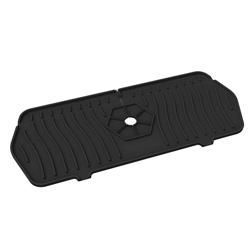 **Upgraded Silicone Splash Mat for Kitchen & Bathroom Sink - Non-Slip Drip Protector, Countertop Drying Pad - Farmhouse Style, Waterproof & Easy Clean (Perfect for Dishes, Utensils, and Jewelry Drying)**