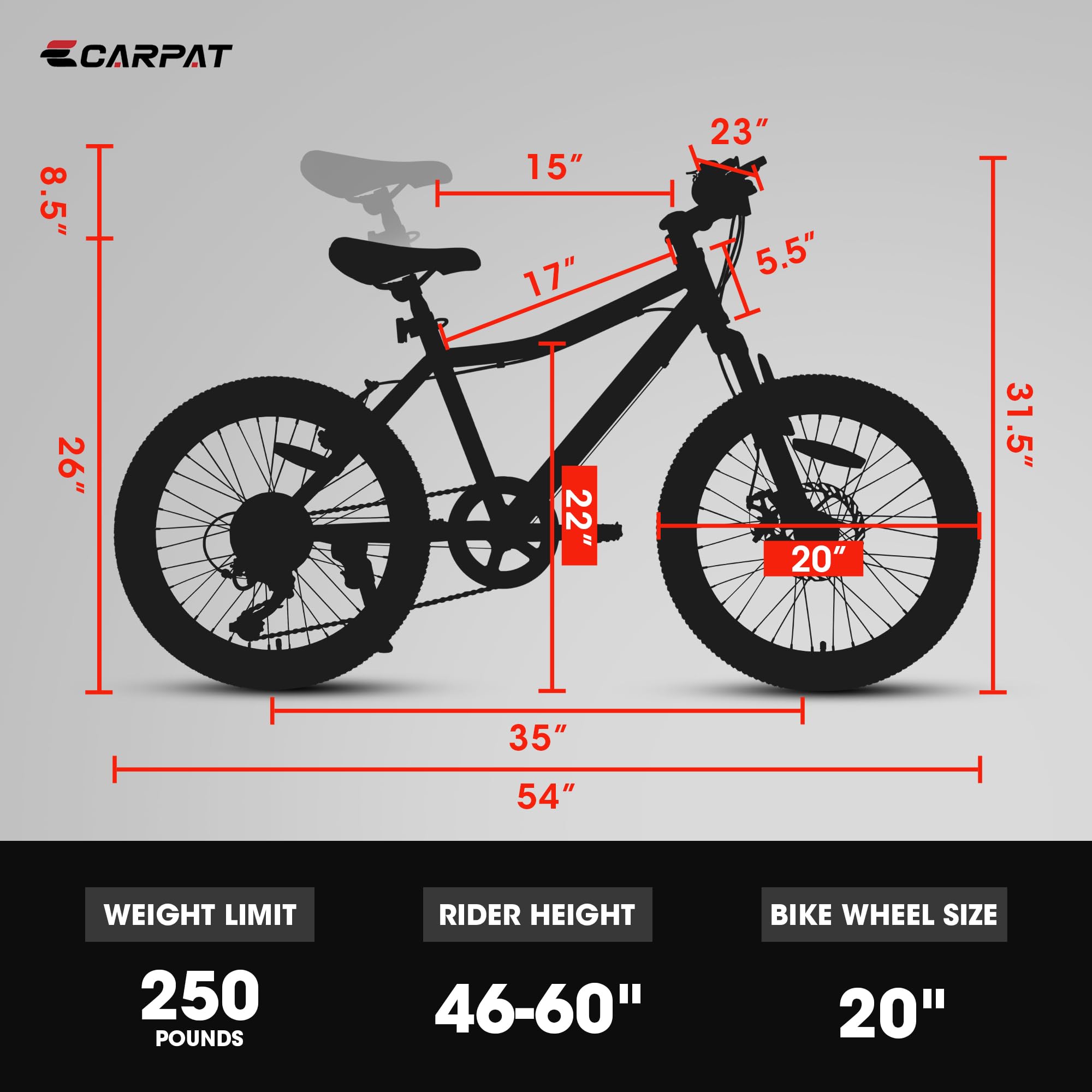20 Inch Kids Bicycle - 7-Speed Mountain Bike for Boys & Girls Ages 6-12 | Durable Outdoor Bike for Teens | Perfect Birthday Gift & Cycling Adventures in Parks & Neighborhoods