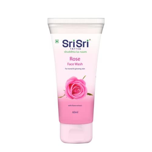 Sri Sri Tattva Rose Face Wash for Toned, Radiant & Glowing Skin - Gentle Cleanser for All Skin Types - 60ml (Pack of 4) - Perfect for Daily Skincare Routine & Travel Size Beauty Essentials