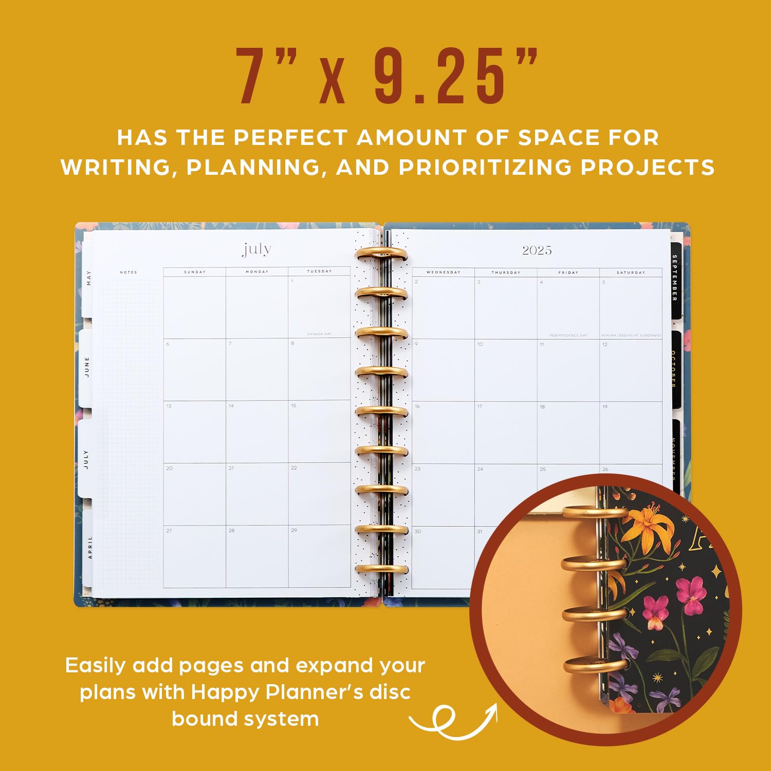 Happy Planner Disc-Bound 12-Month Planner 2025 - Classic Size (7