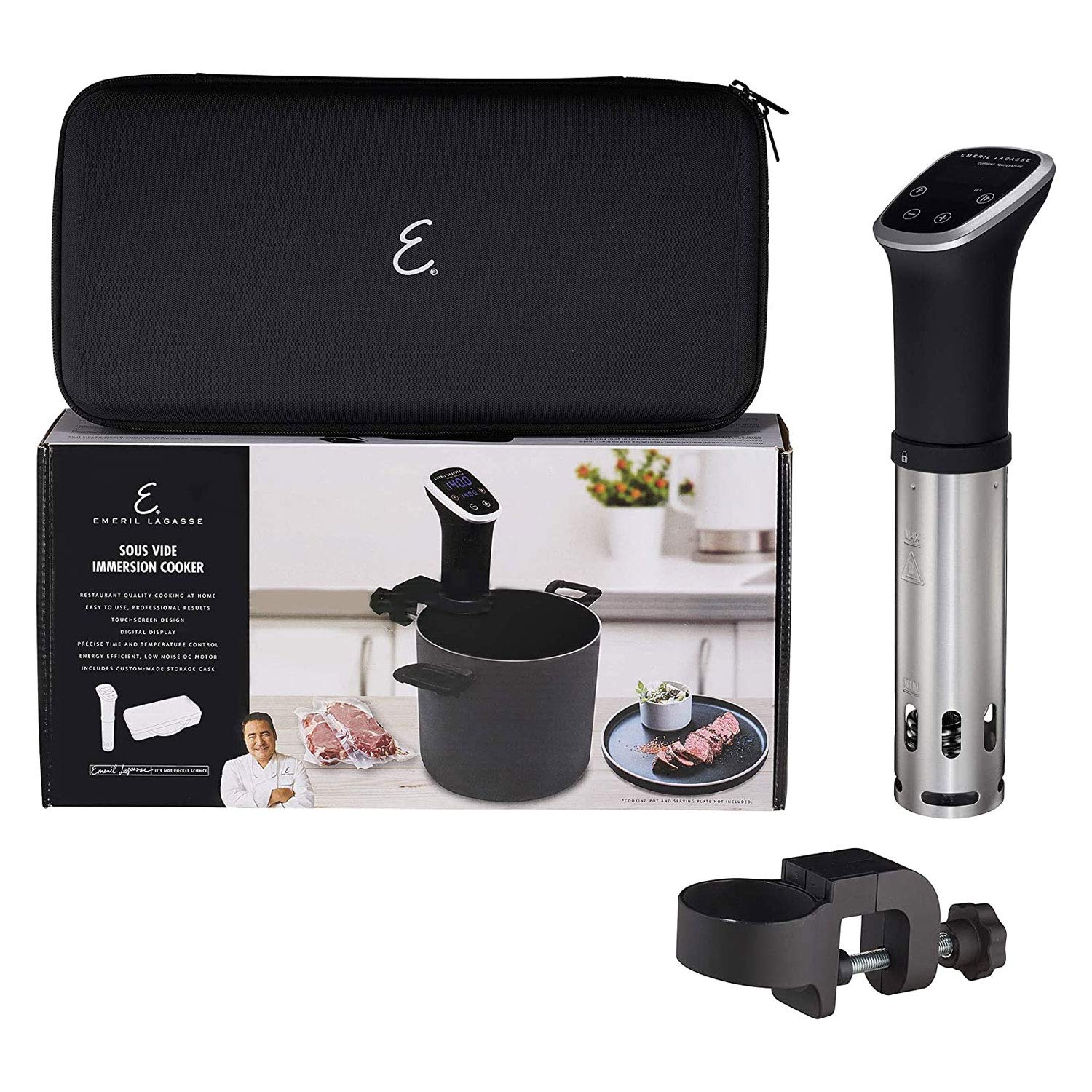 Emeril Lagasse Digital Sous Vide Cooker with Touchscreen - Precision Temperature Control Immersion Circulator for Home & Professional Kitchens | Includes Mounting Clip, Recipes & Storage Case | Perfect for Steak, Seafood & Meal Prep