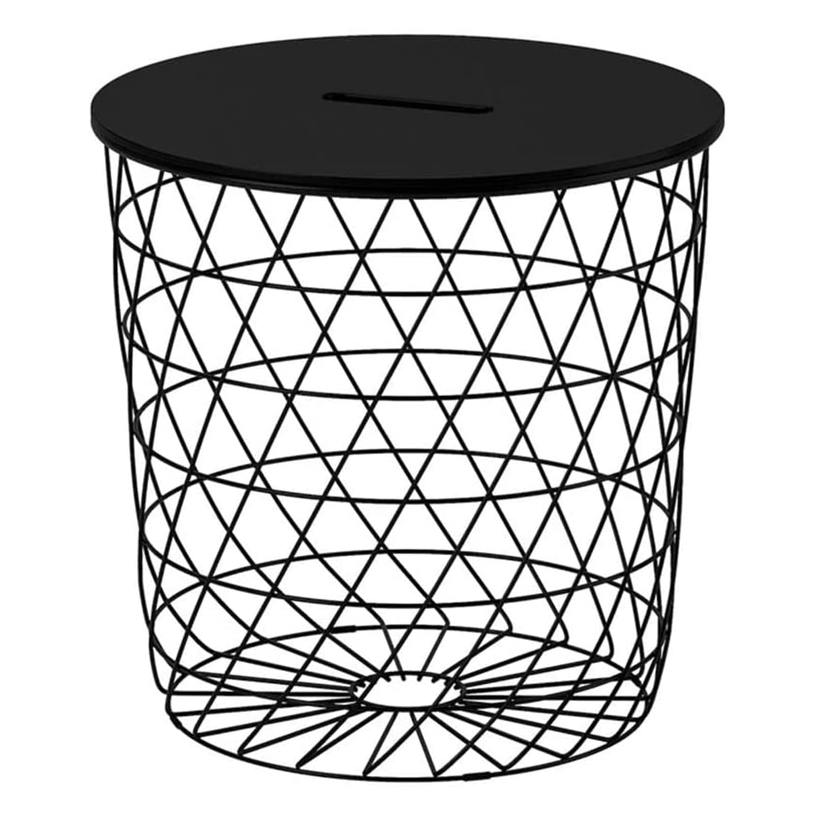 Modern Round Coffee Table with Storage Basket - Multi-Function End Table for Living Room, White & Black Creative Home Decor | Perfect for Small Spaces, Apartments & Cozy Living Areas