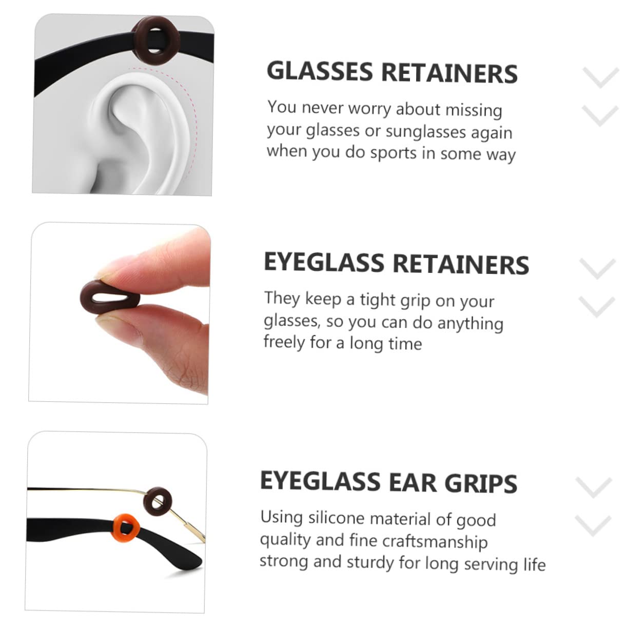 SOLUSTRE 2 Sets 26 Pairs Silicone Glasses Ear Hooks & Holders - Anti-Slip Sunglasses Accessories for Sports, Reading & Outdoor Activities