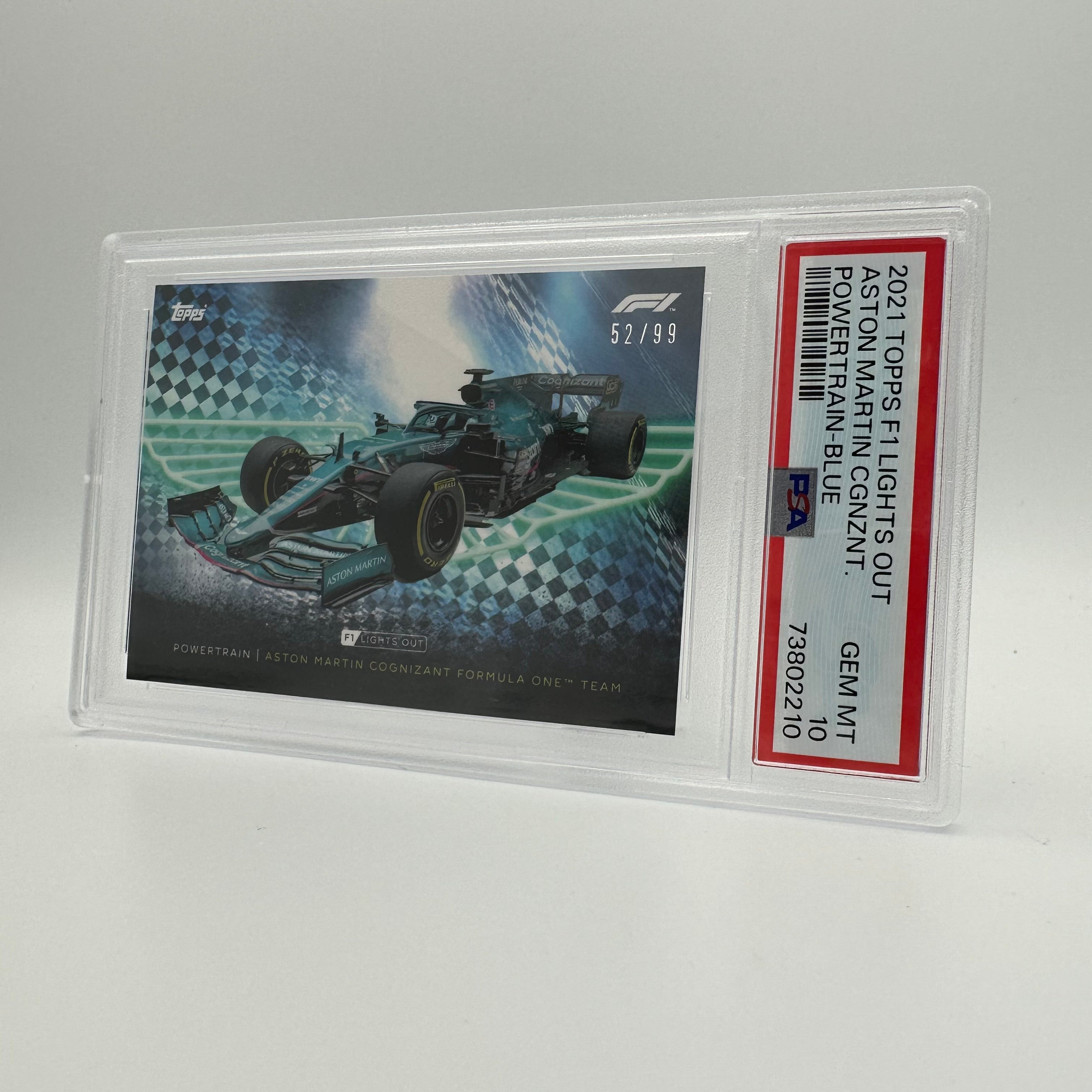 PSA 10 52/99 Aston Martin Cognizant F1 Team Powertrain Blue - Limited Edition Formula 1 Collectible Card for Racing Fans & Memorabilia Enthusiasts