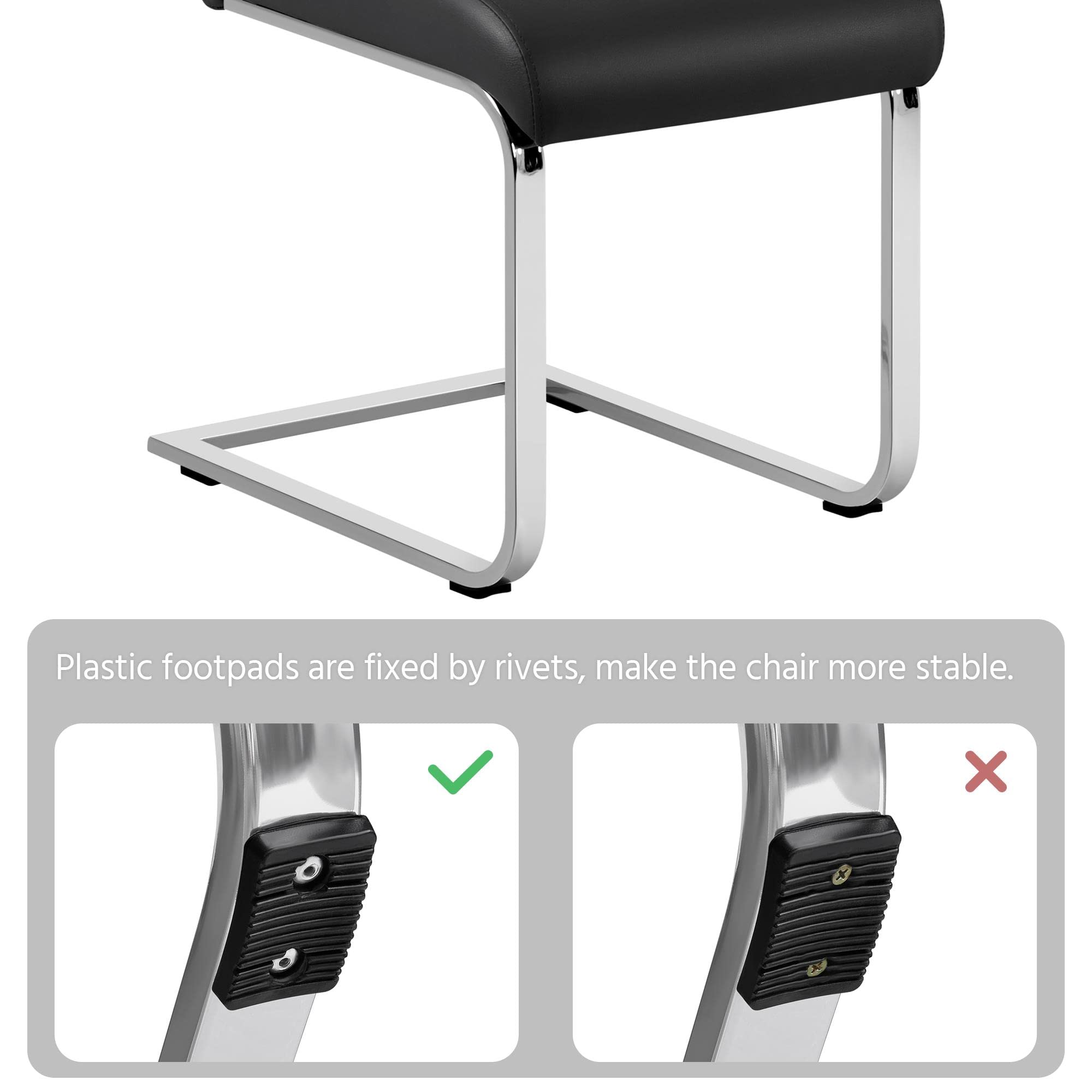 Yaheetech 6-Piece Modern Dining Chair Set - High Back Leather Seat & Metal Legs Kitchen Chairs for Dining Room, Living Room, Restaurant - Black (Set of 6) | Perfect for Family Gatherings, Dinner Parties & Home Decor