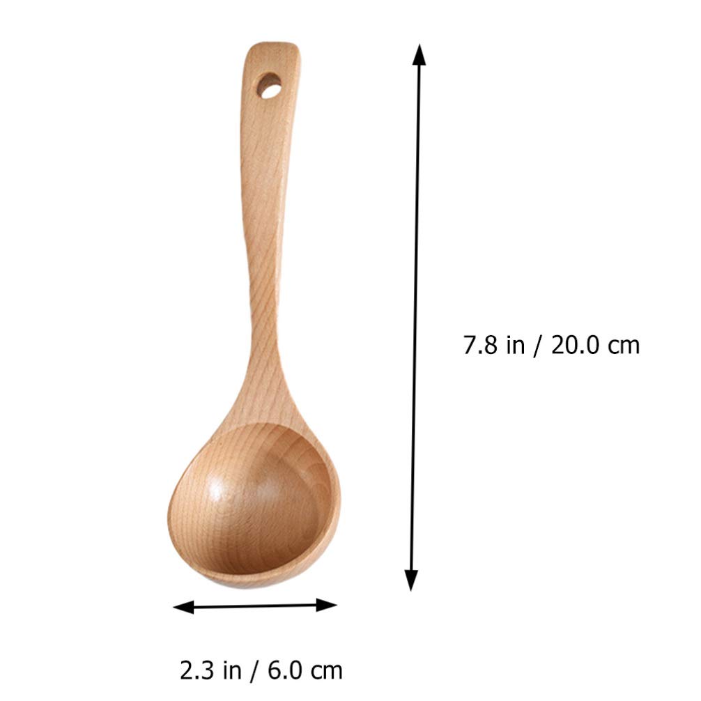 Premium Beech Wood Hot Pot Spoon - Durable Wooden Soup & Porridge Ladle for Cooking, Serving & Eating - Perfect for Hot Pot, Stews, Soups & Home Kitchen Use