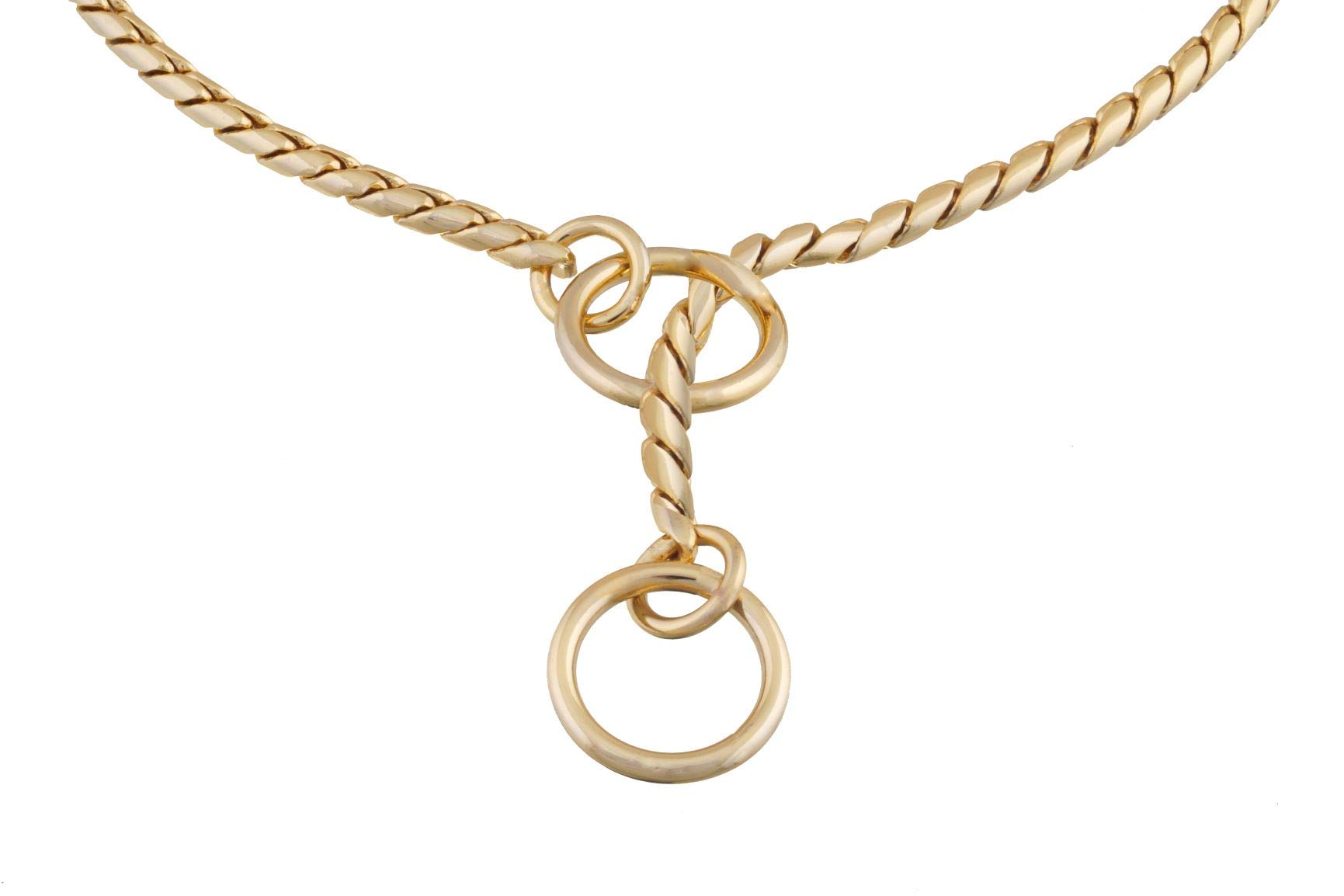 Alvalley Premium Metal Chain Dog Collar - Adjustable Brass Snake Chain Slip Collar for Toy, Small, Medium, Large & XL Dogs - Gold 22