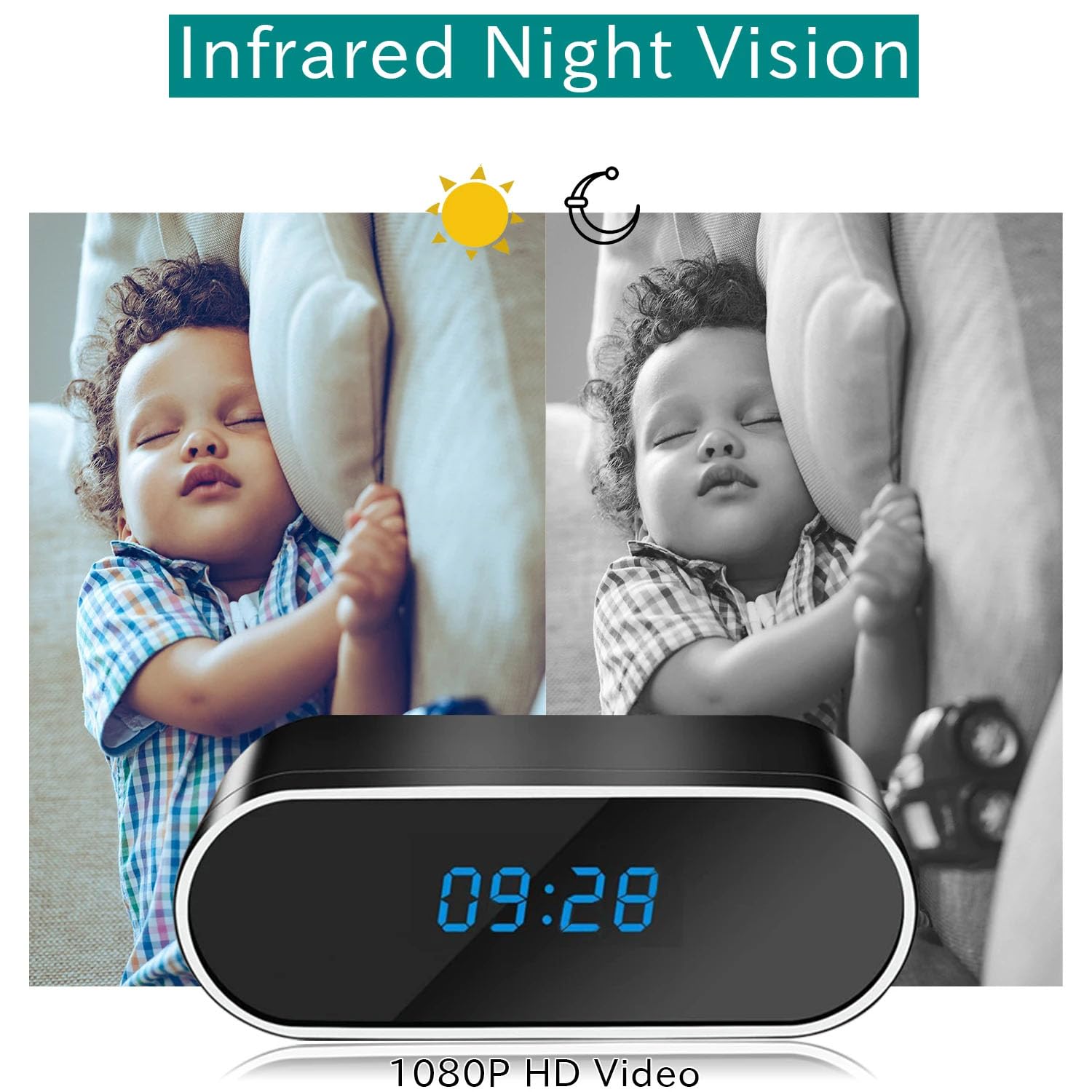 FKINGLRK WiFi Wireless Spy Camera HD 1080P - Hidden Clock Camera with Motion Detection & Night Vision - Indoor Security Cam for Home, Office, Baby Monitor and Nanny Surveillance