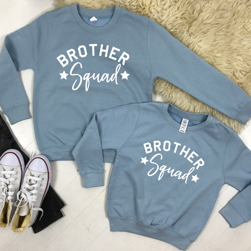 Brother Squad Star Graphic Hoodie - Sky Blue Pullover Sweatshirt for Kids & Teens (Ages 3-13) | MRK X Collection | Perfect for School, Family Outings & Casual Wear