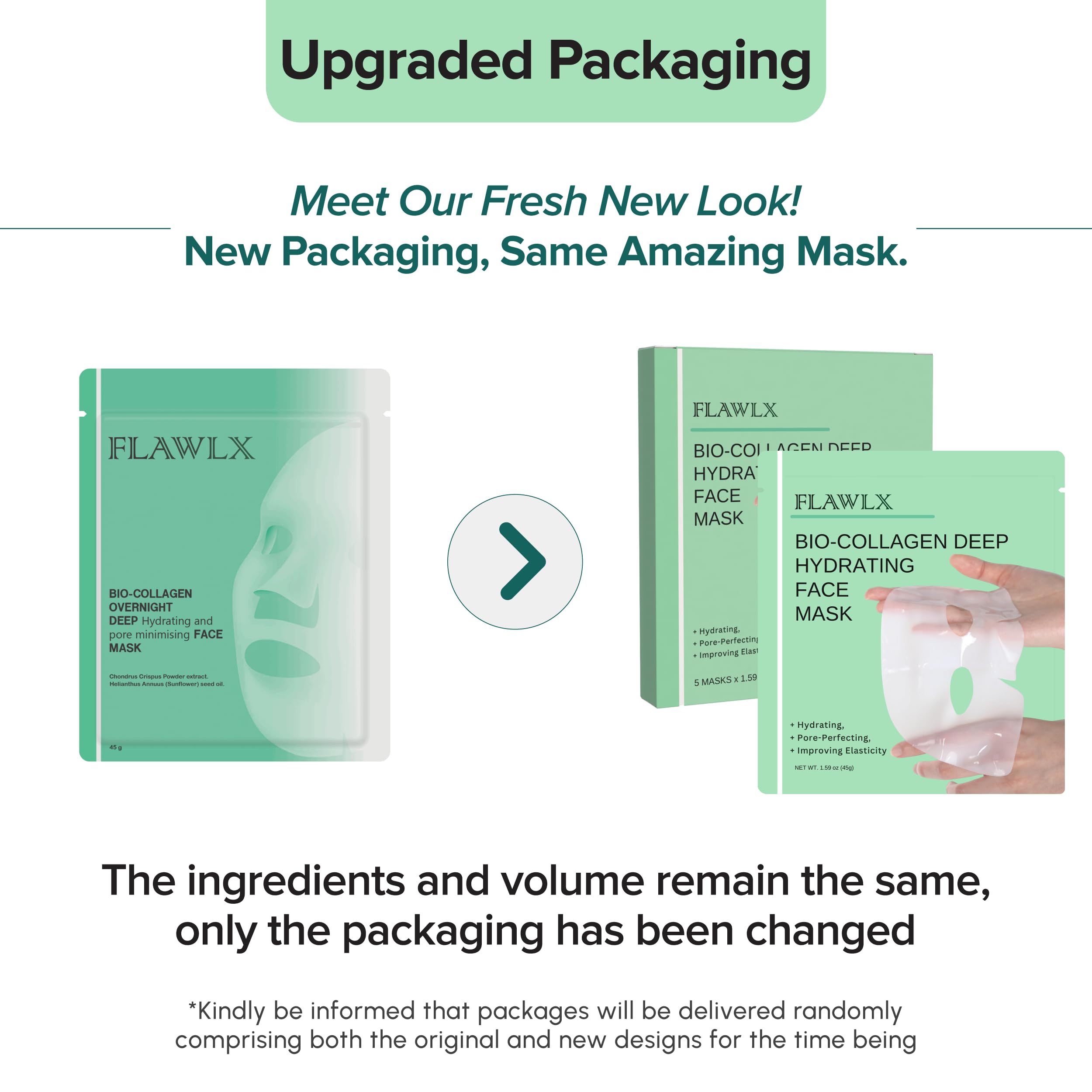 Bio-Collagen Deep Hydrating Face Mask | Pore Minimizing & Elasticity Boosting Hydrogel Mask | Natural Ingredients | Overnight Skin Care Treatment 45g (5-Pack) | Perfect for Nighttime Routine & Travel Skincare