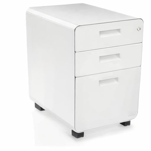 3-Drawer Rolling File Cabinet - White, Heavy Duty Metal Storage for Office & Home Organization - Perfect for Documents, Folders & Office Supplies