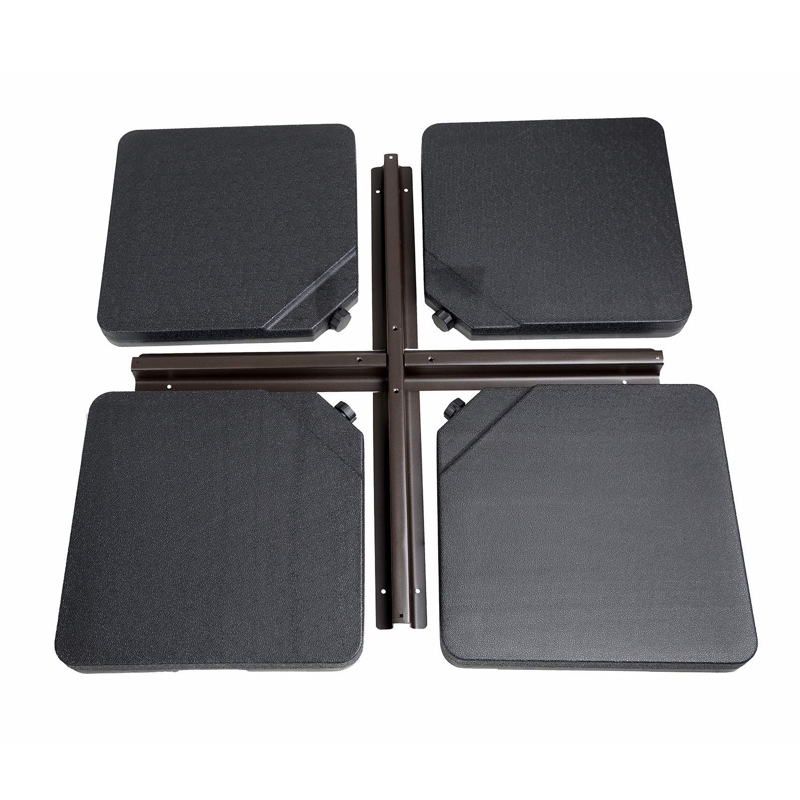 FLAME&SHADE 256lb 4-Piece Base Stand Weight Set for Outdoor Cantilever Umbrella - Heavy Duty Patio Umbrella Stand for Wind Resistance, Perfect for Poolside, Deck, Garden, and Backyard Use (Black)