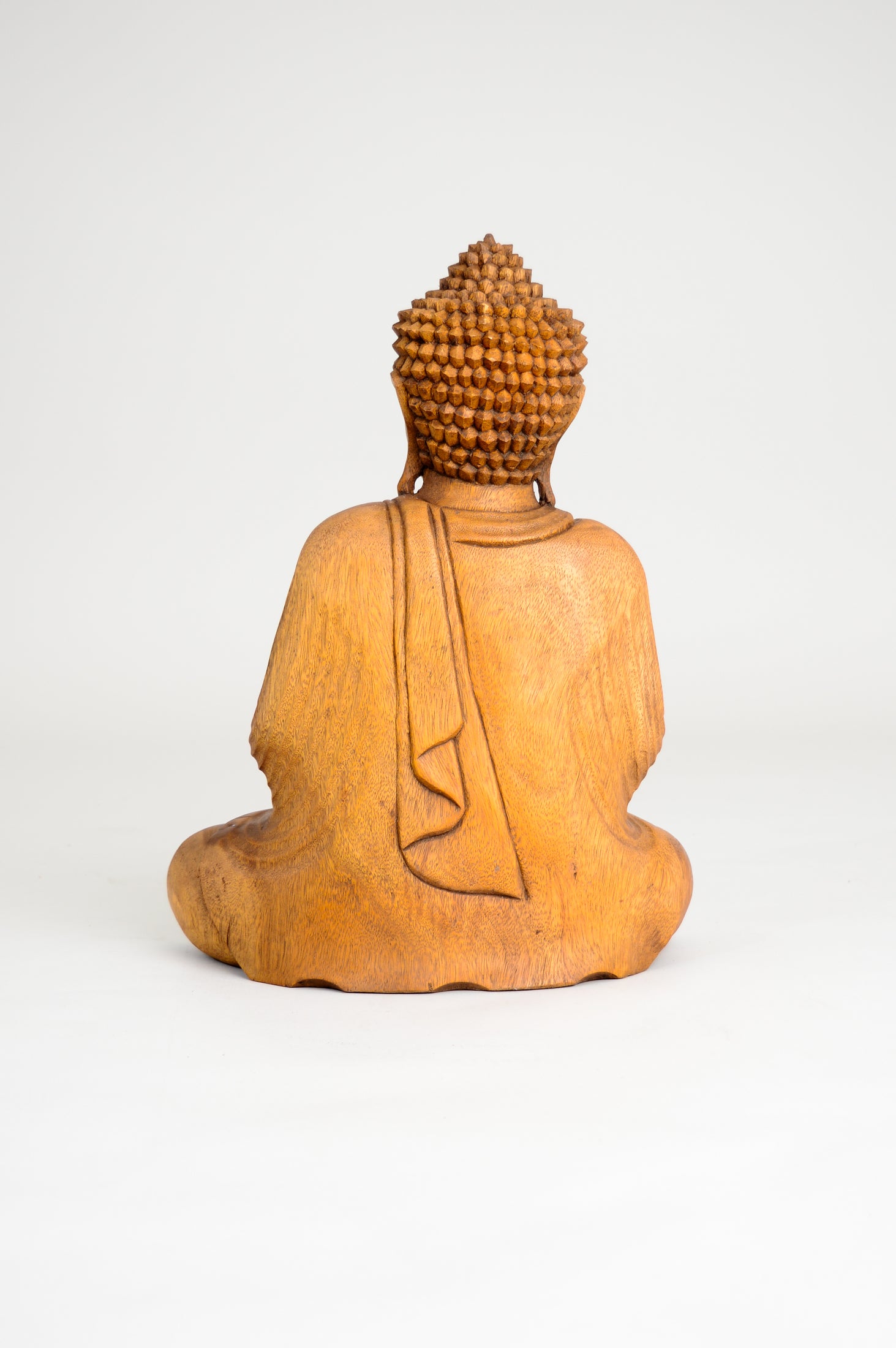 Hand Carved Wooden Meditating Buddha Statue - 40cm Tall Spiritual Decor for Home, Yoga Studio & Meditation Space