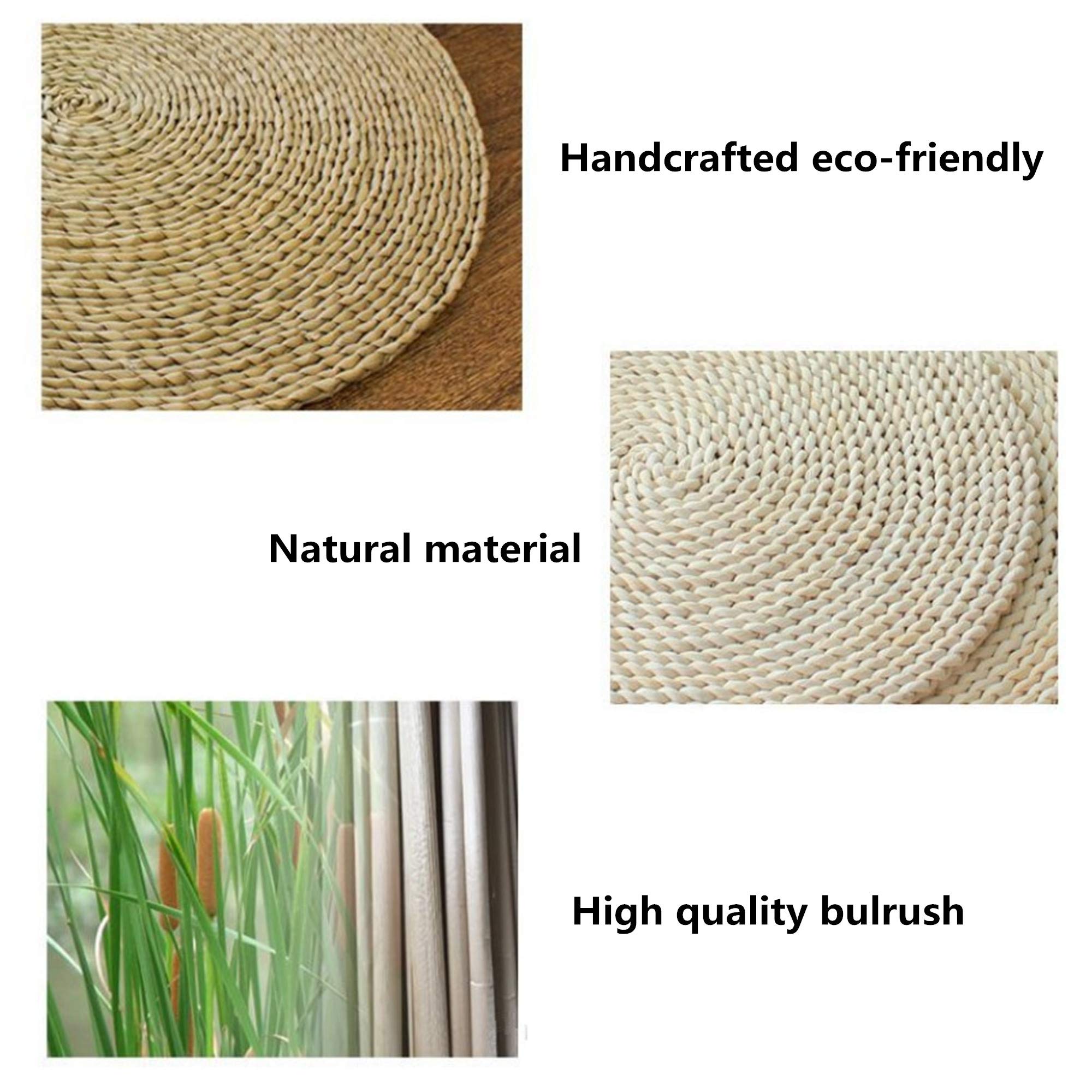HAUWELL Handmade Japanese Tatami Round Braided Straw Seat Cushion - 19.7 Inch Natural Woven Yoga Mat & Zafu Meditation Pillow - Perfect for Zen Decor, Floor Sitting & Home Meditation Practice