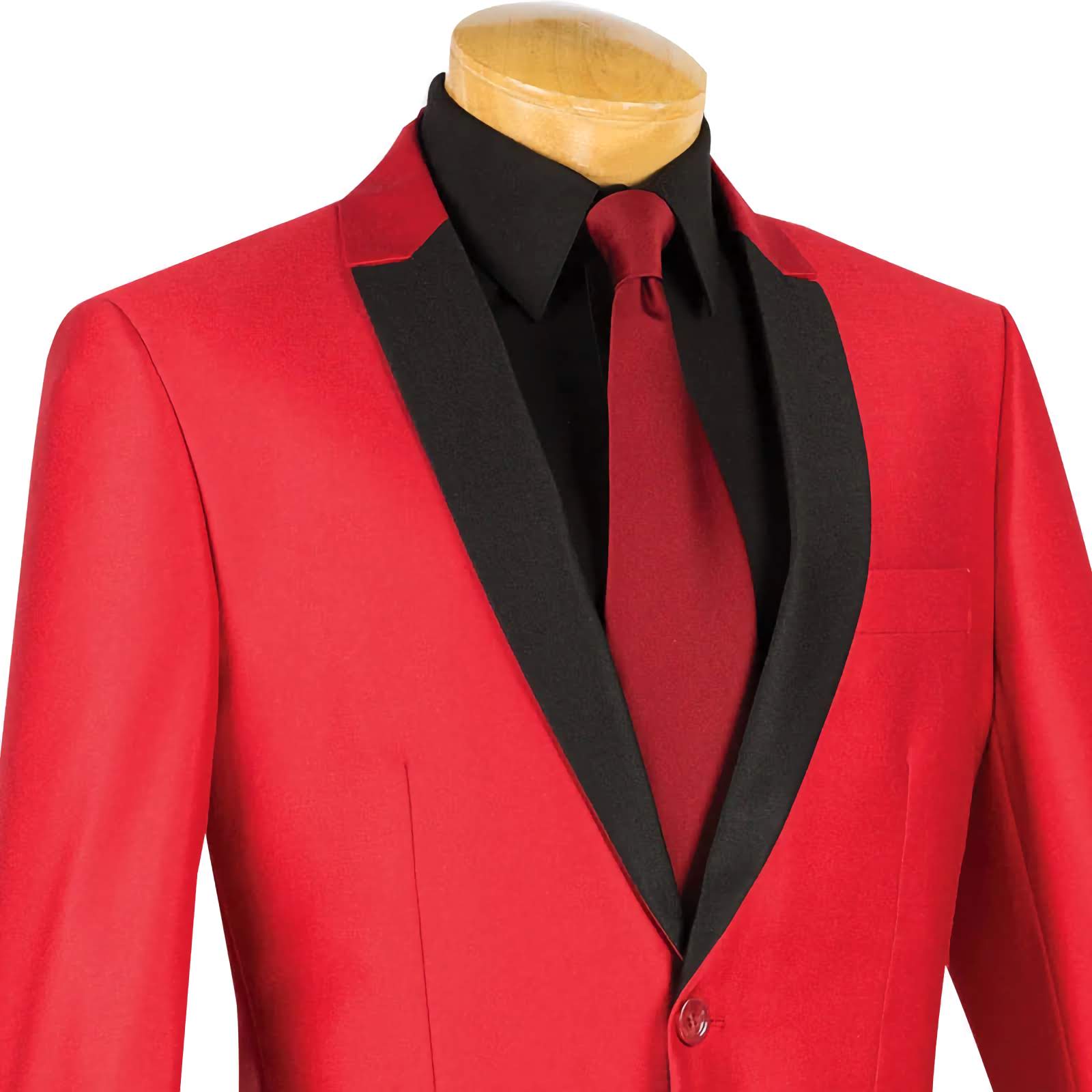 Red Slim Fit Shiny Sharkskin Men's 2 Piece Suit | Formal Business Attire | Perfect for Weddings, Prom & Office Wear