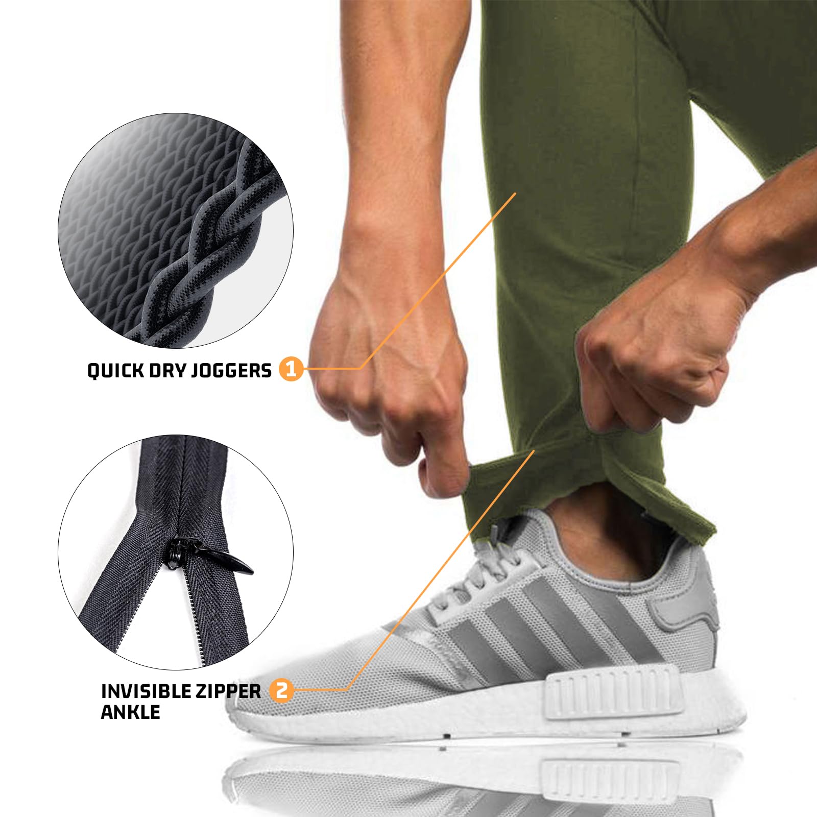 TBMPOY Men's Slim Fit Joggers with Ankle Zipper - Tapered Sweatpants for Gym, Workout & Training - Comfortable Athletic Pants with 4 Pockets - Perfect for Running, Yoga & Casual Wear