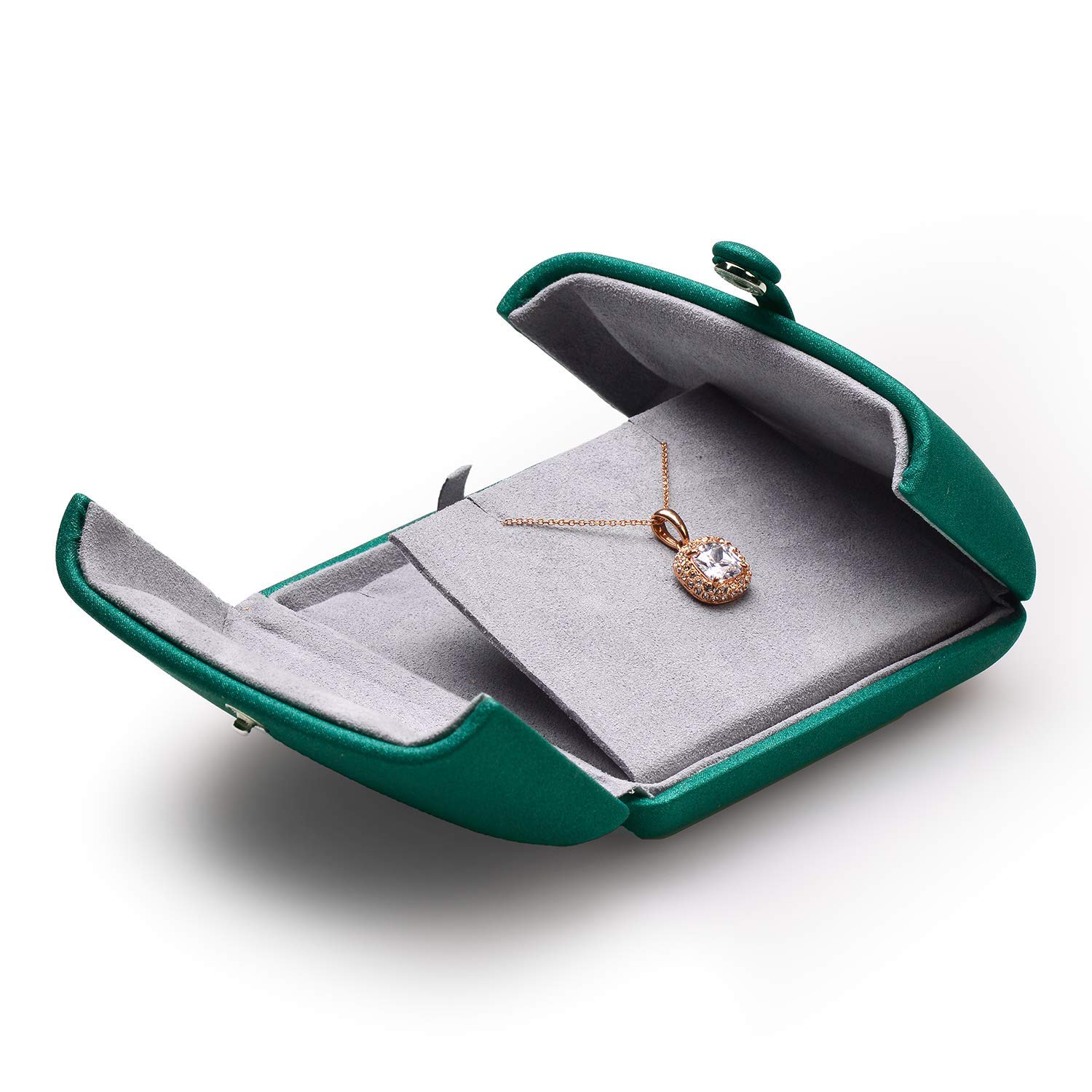 Oirlv Premium Green Leather Jewelry Box for Necklace & Earrings - Double Use Gift Storage Box for Women - Perfect for Travel, Home & Office Organization