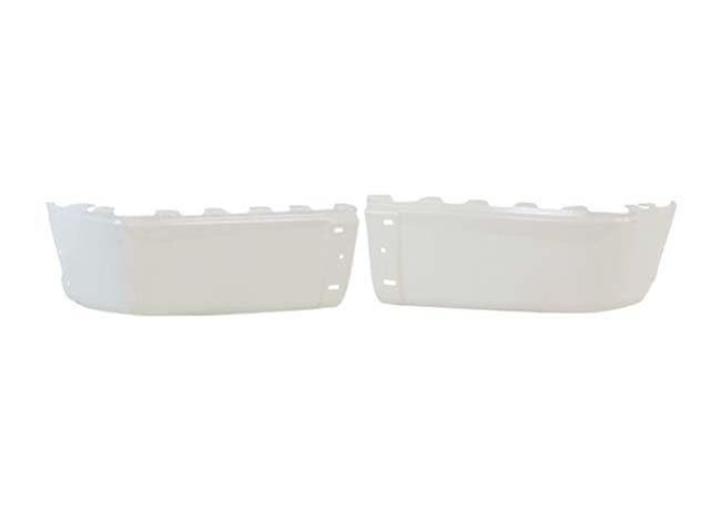 2007-2013 Chevy Silverado & GMC Sierra White Painted Rear Bumper End Cap Set - No Sensor Hole (GM1104151 & GM1105151) | Perfect for Truck Restoration & Customization Projects