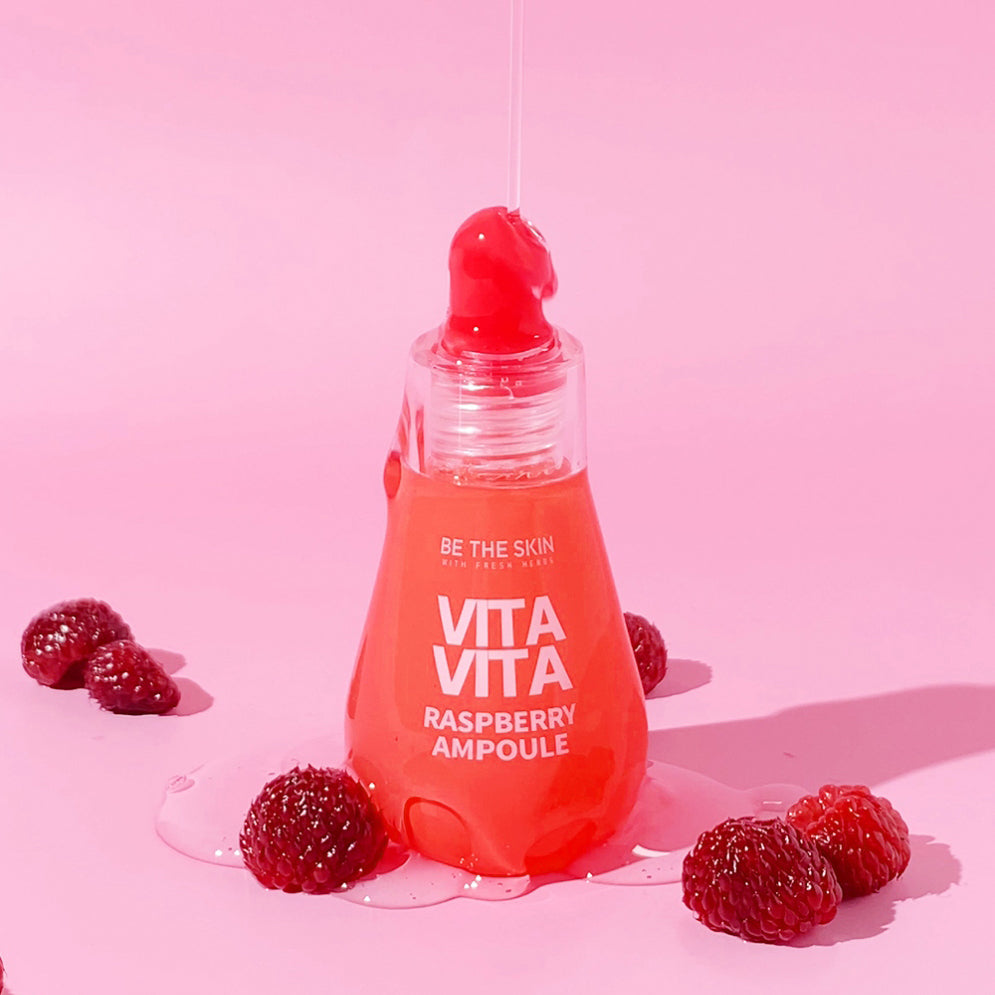 BE THE SKIN Vitavita Raspberry Ampoule 30ml - Brightening & Hydrating Facial Serum for Glowing Skin | Perfect for Night Routine & Anti-Aging Care